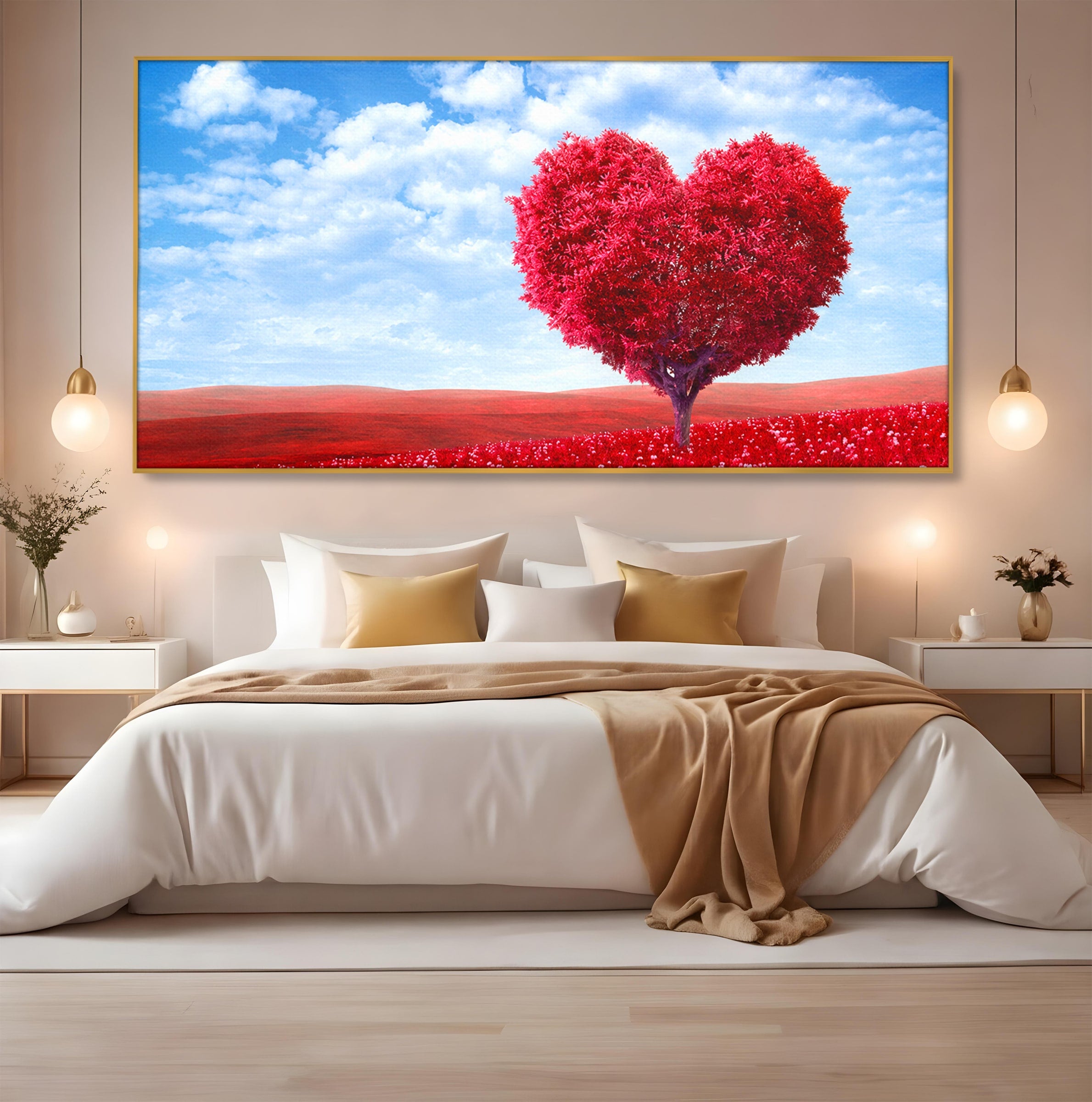 Tablou Canvas Premium LuxCanva® A1765, Copacul Iubirii, Copac, Inima, Natura, Peisaj, Living, Culori Vibrante