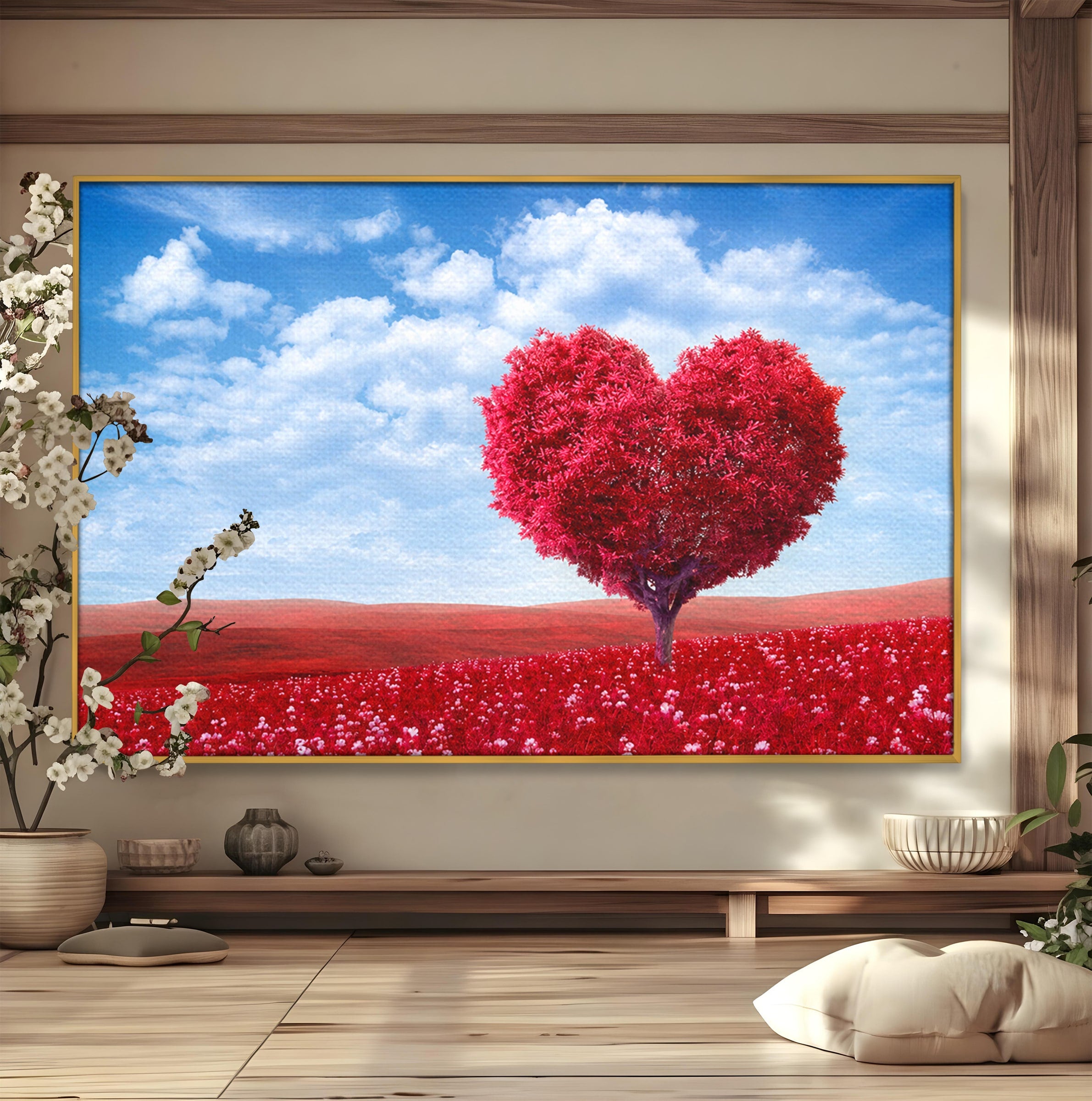 Tablou Canvas Premium LuxCanva® A1765, Copacul Iubirii, Copac, Inima, Natura, Peisaj, Living, Culori Vibrante
