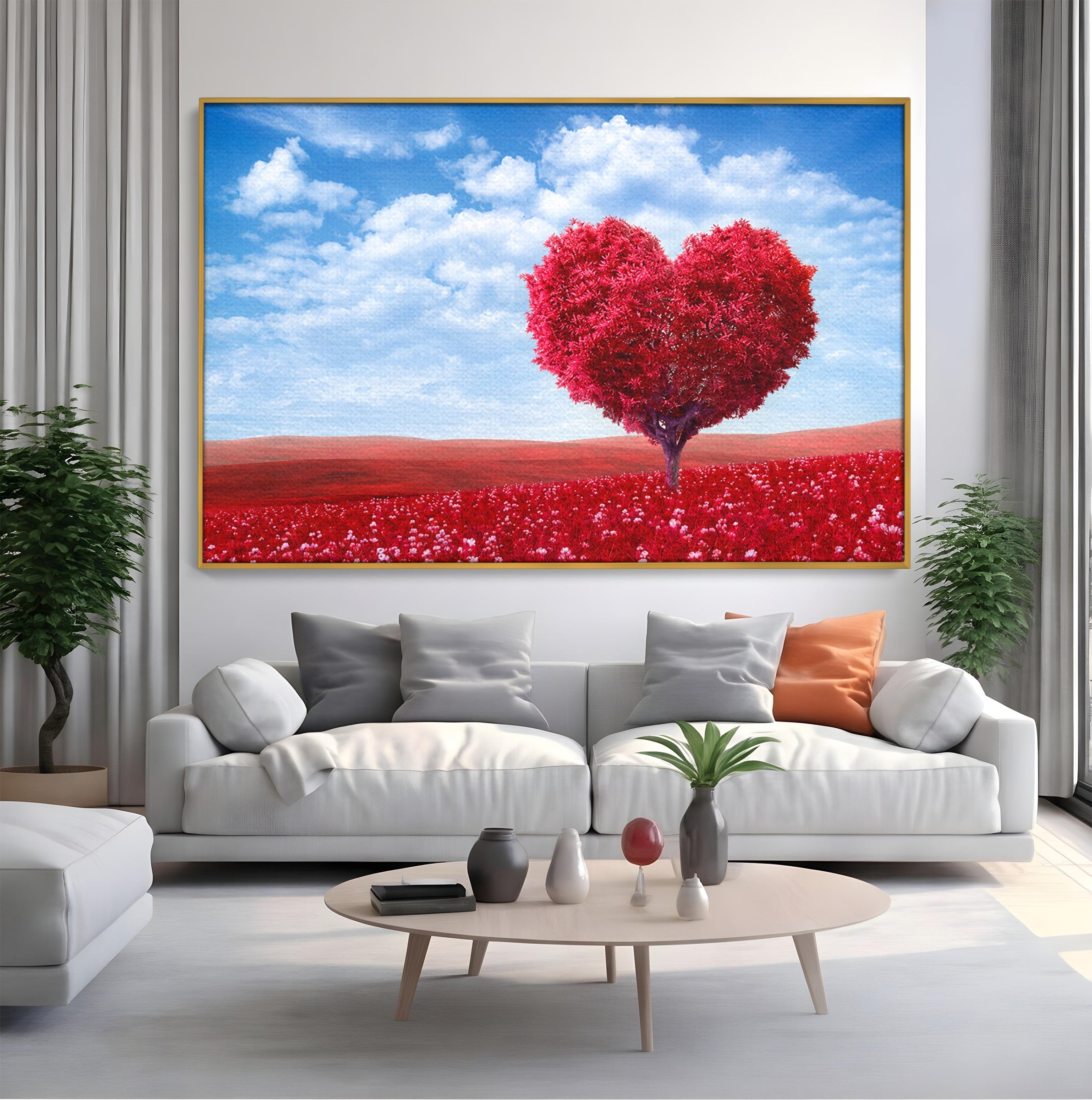 Tablou Canvas Premium LuxCanva® A1765, Copacul Iubirii, Copac, Inima, Natura, Peisaj, Living, Culori Vibrante