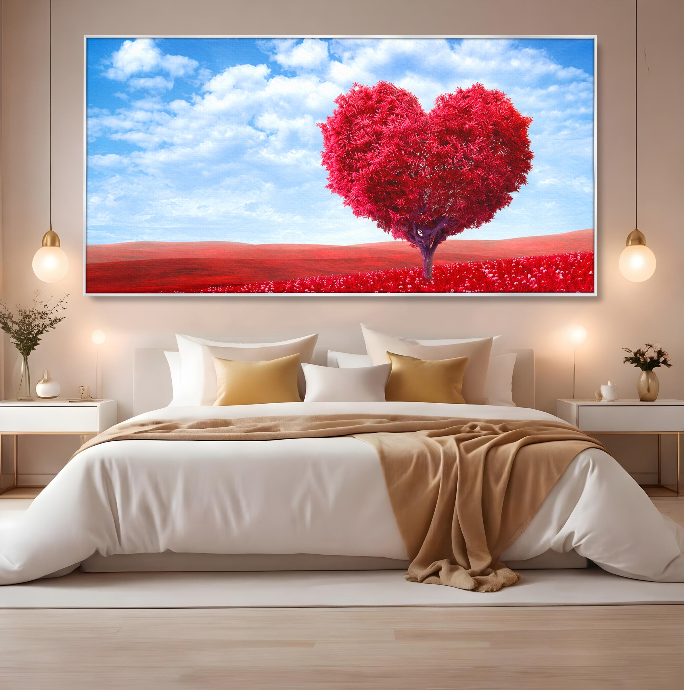 Tablou Canvas Premium LuxCanva® A1765, Copacul Iubirii, Copac, Inima, Natura, Peisaj, Living, Culori Vibrante