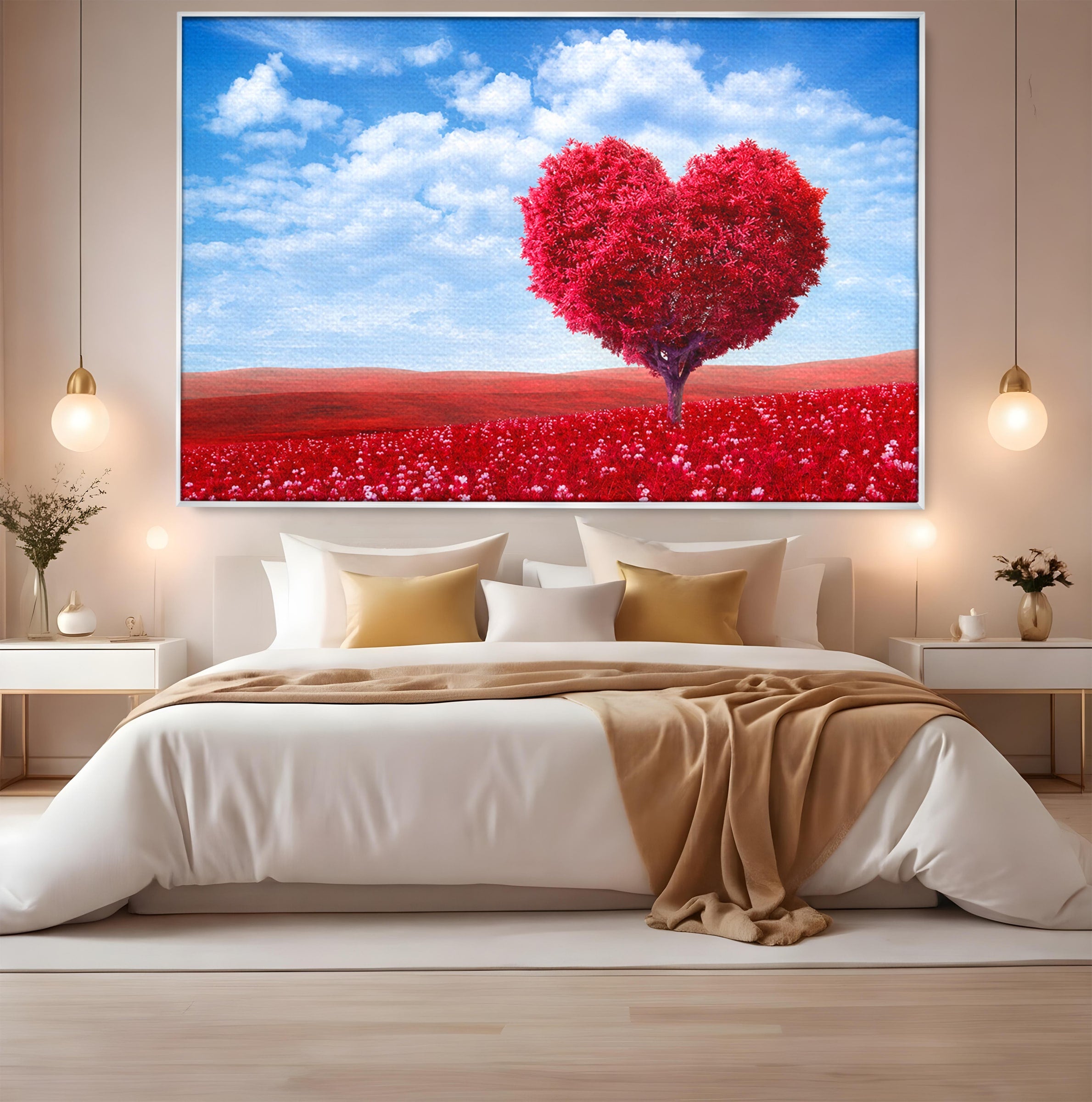 Tablou Canvas Premium LuxCanva® A1765, Copacul Iubirii, Copac, Inima, Natura, Peisaj, Living, Culori Vibrante