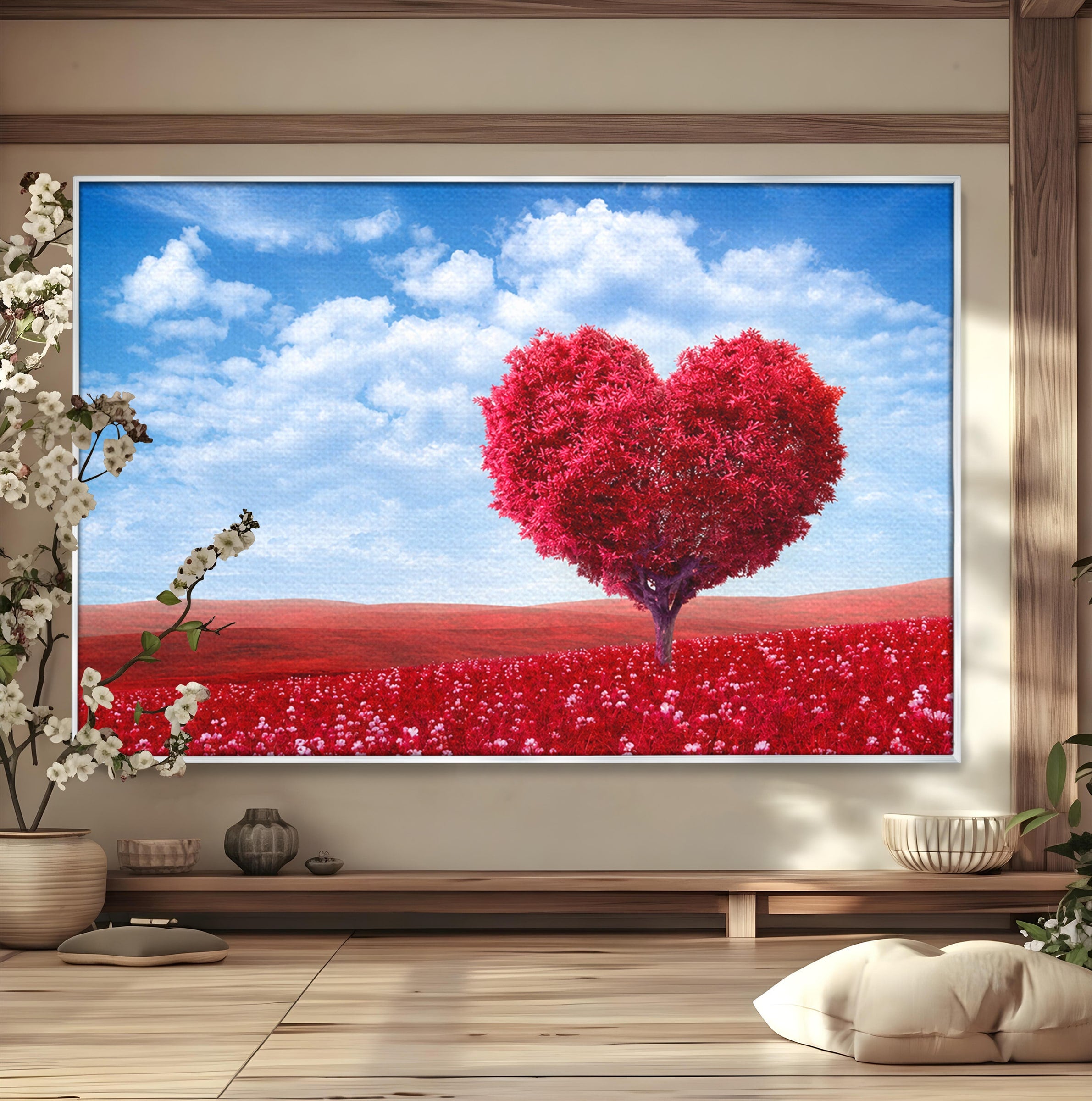 Tablou Canvas Premium LuxCanva® A1765, Copacul Iubirii, Copac, Inima, Natura, Peisaj, Living, Culori Vibrante