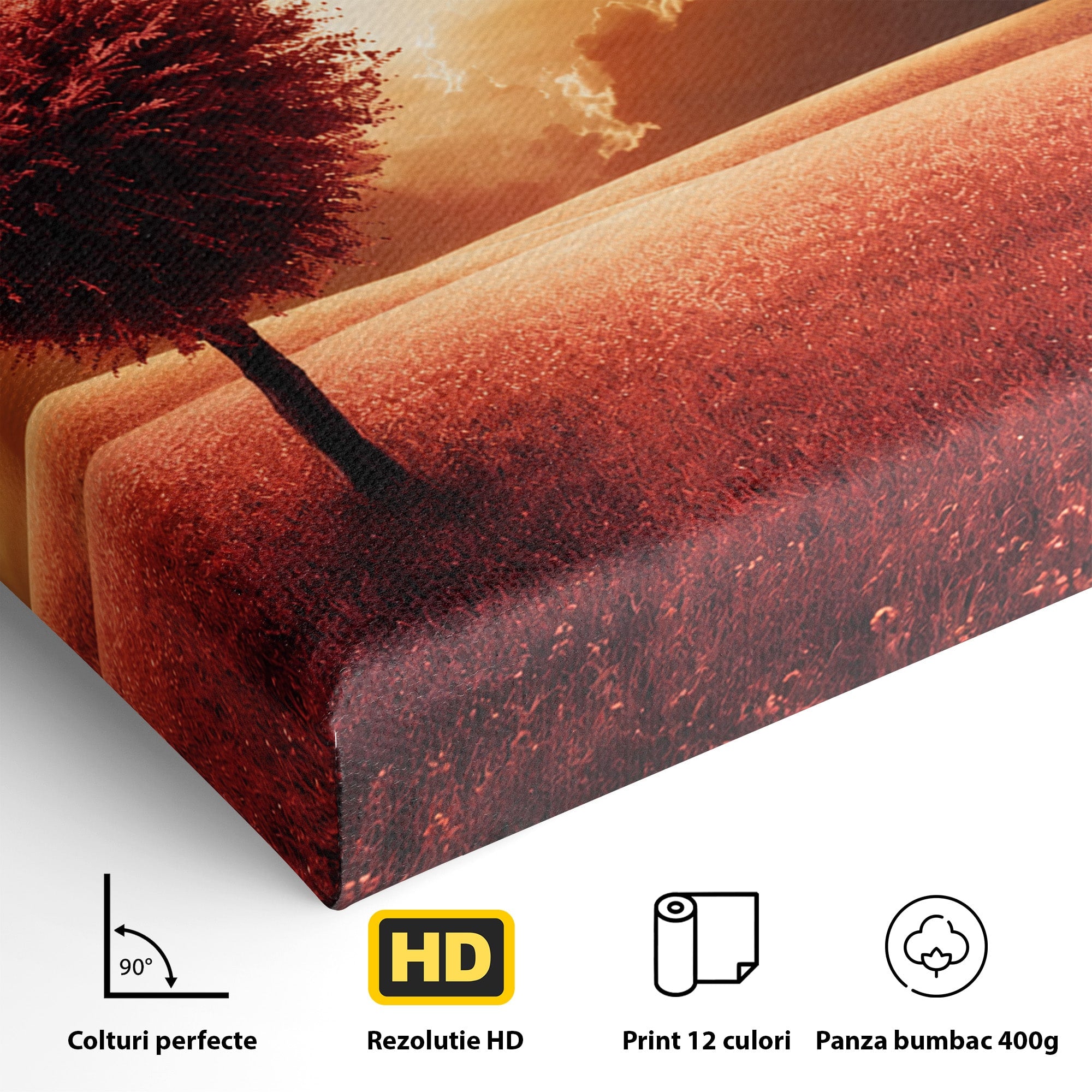 Tablou Canvas Premium LuxCanva® A1766, Copac In Forma De Inima, Copac, Inima, Apus, Natura, Living, Dormitor, Culori Vibrante