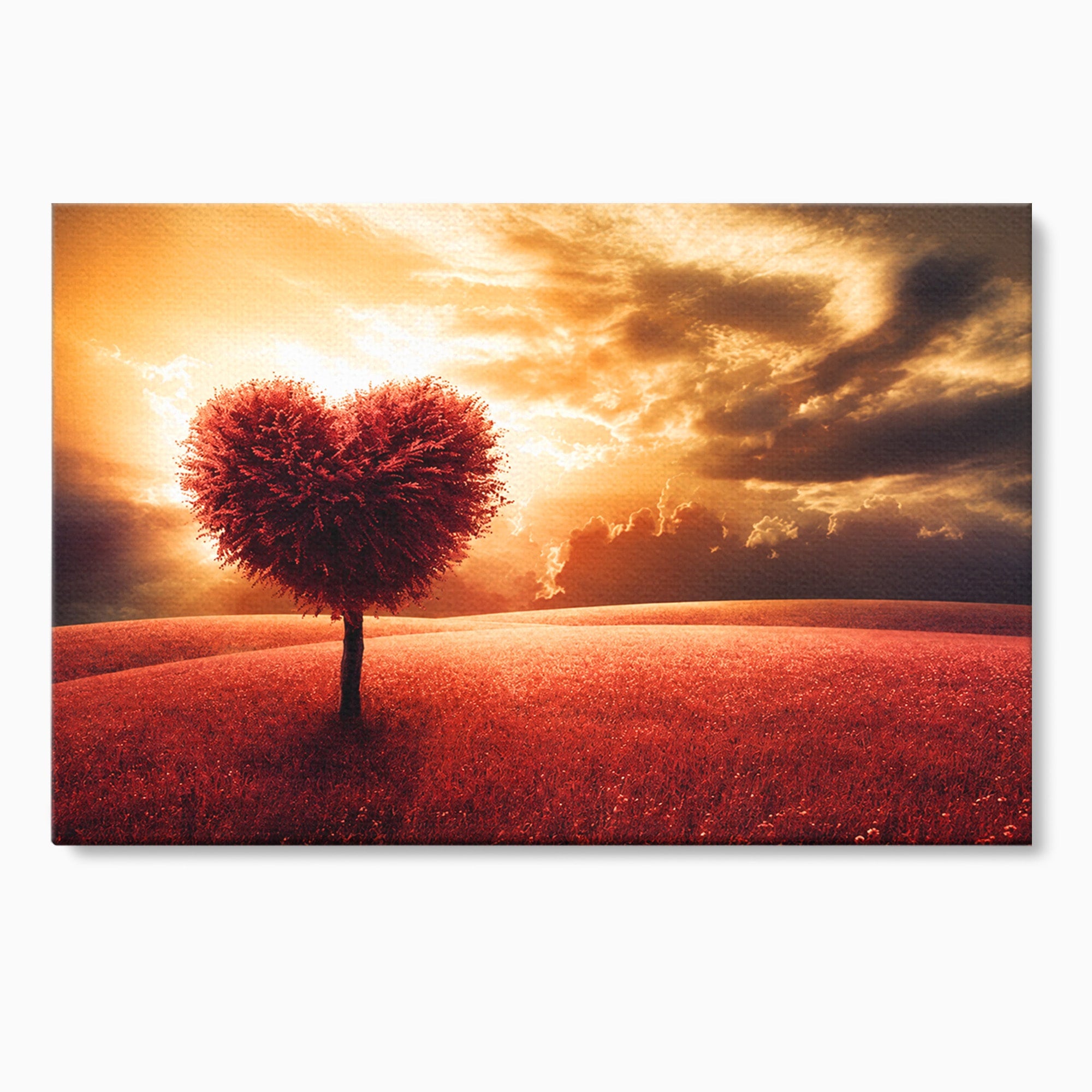 Tablou Canvas Premium LuxCanva® A1766, Copac In Forma De Inima, Copac, Inima, Apus, Natura, Living, Dormitor, Culori Vibrante