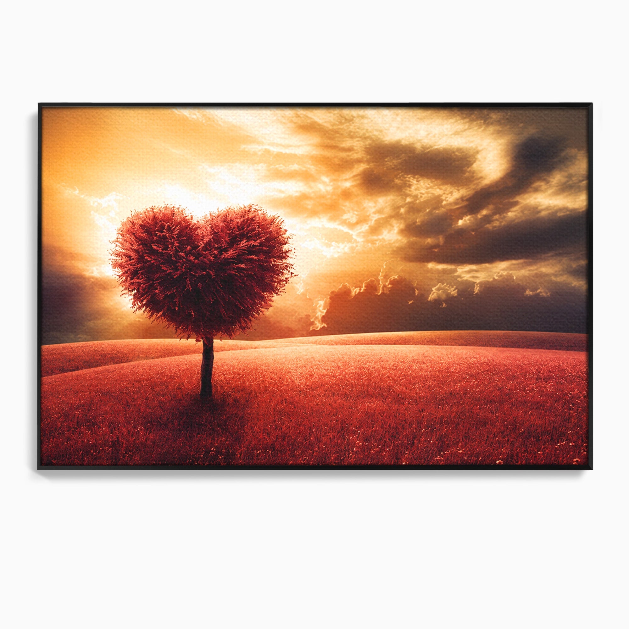 Tablou Canvas Premium LuxCanva® A1766, Copac In Forma De Inima, Copac, Inima, Apus, Natura, Living, Dormitor, Culori Vibrante