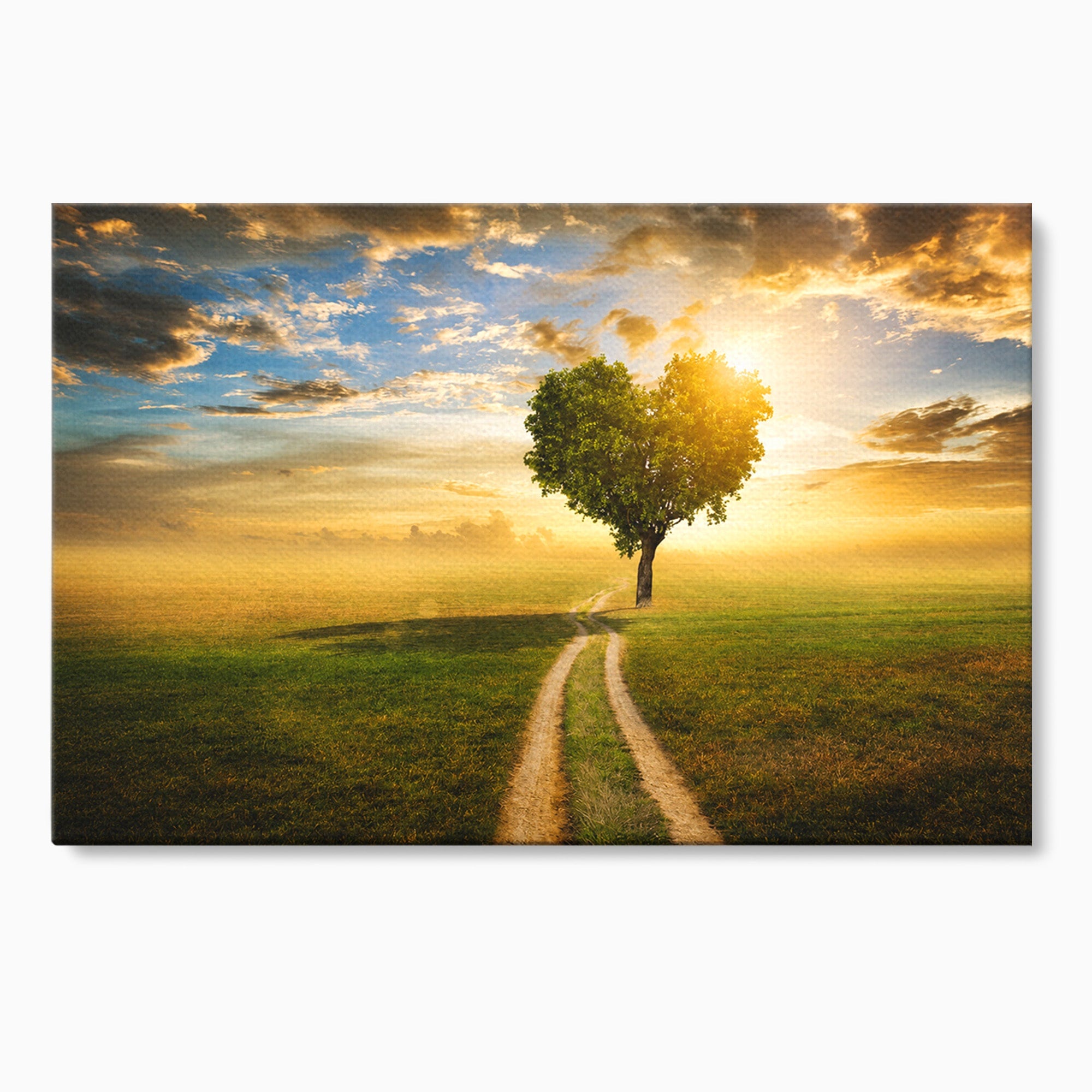 Tablou Canvas Premium LuxCanva® A1767, Drumul Spre Inima Naturii, Copac, Peisaj, Apus, Natura, Living, Culori Vibrante