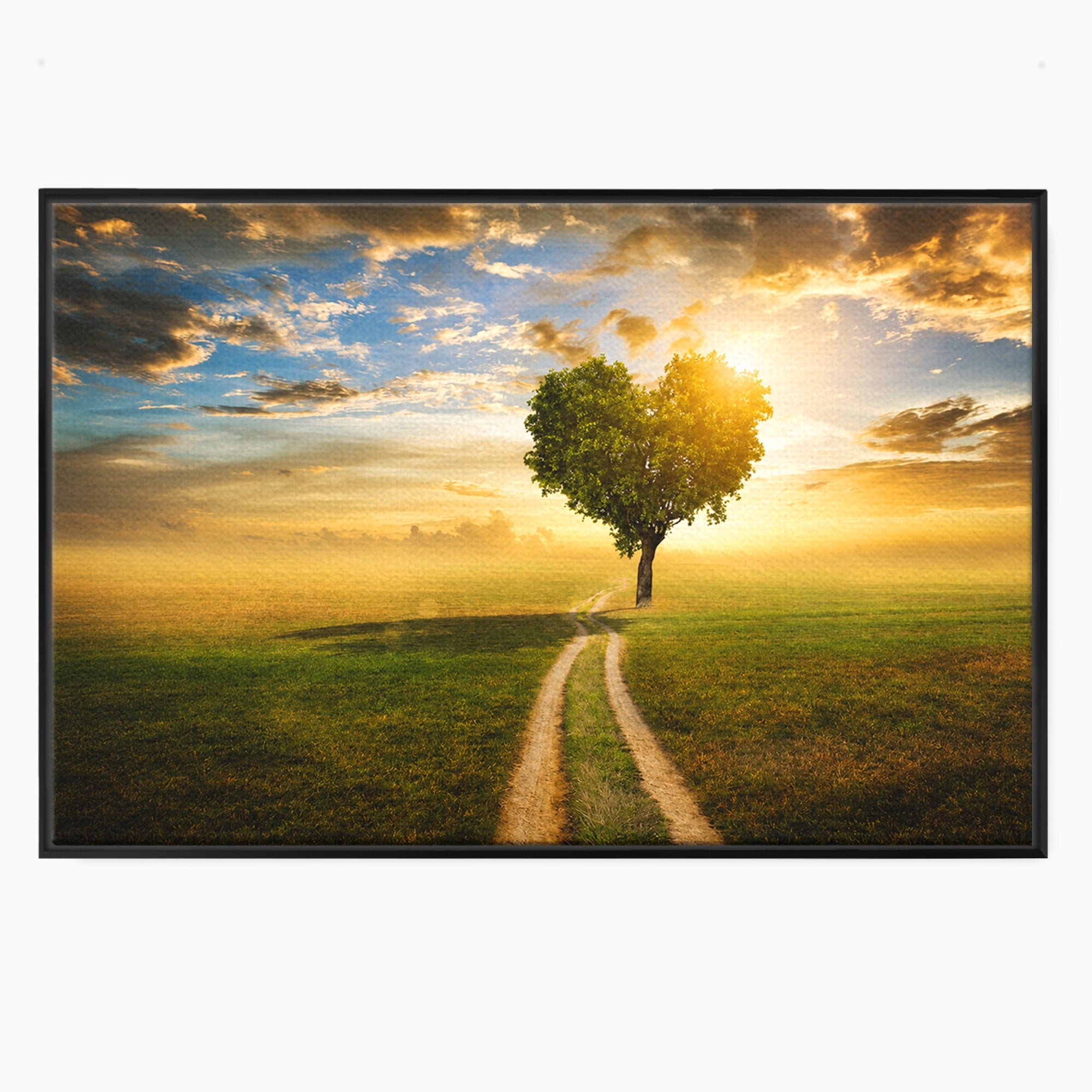 Tablou Canvas Premium LuxCanva® A1767, Drumul Spre Inima Naturii, Copac, Peisaj, Apus, Natura, Living, Culori Vibrante