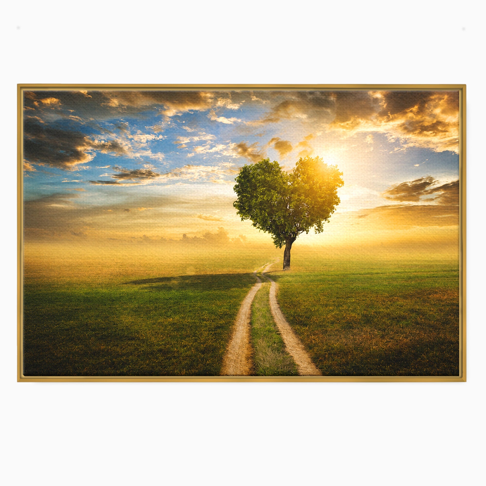 Tablou Canvas Premium LuxCanva® A1767, Drumul Spre Inima Naturii, Copac, Peisaj, Apus, Natura, Living, Culori Vibrante