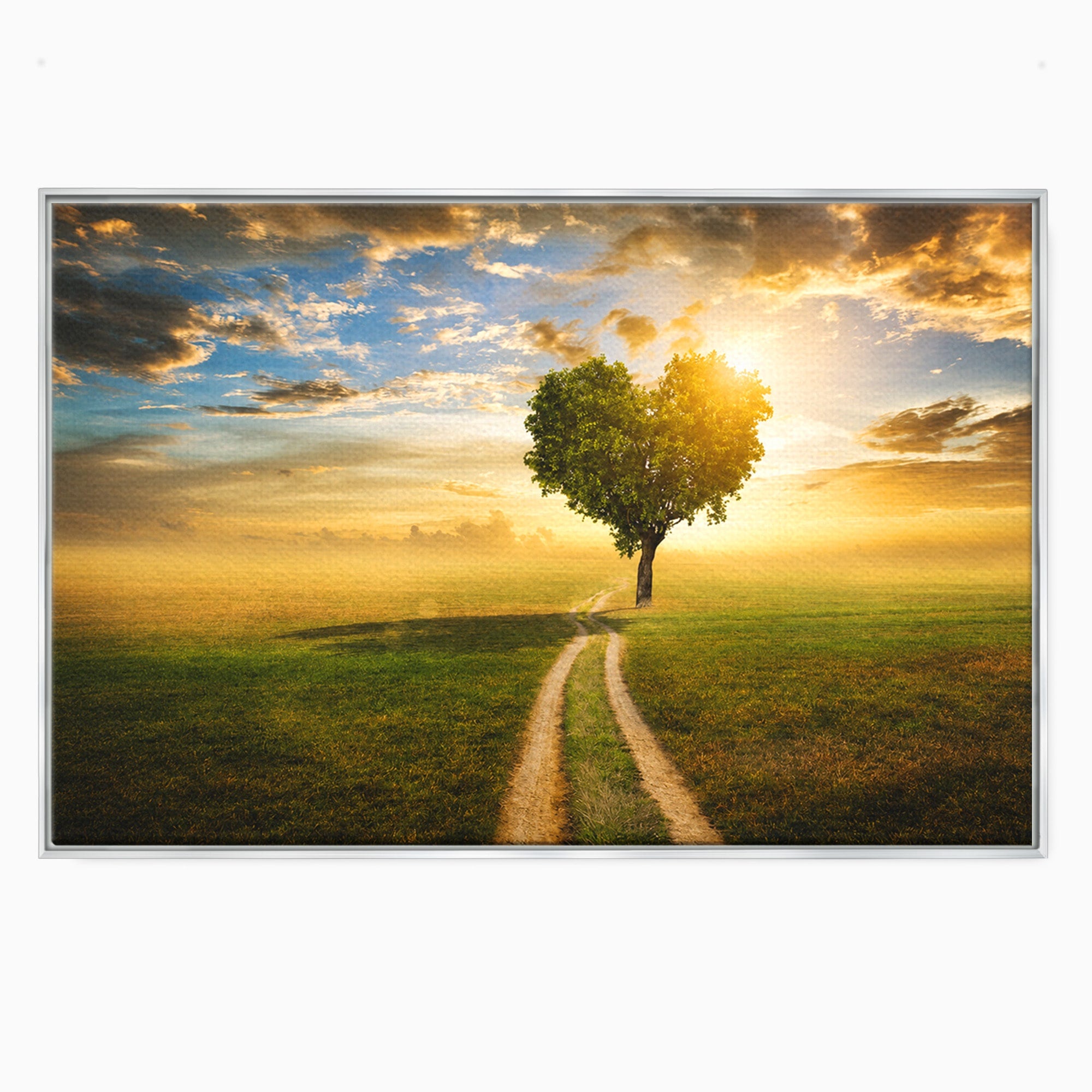 Tablou Canvas Premium LuxCanva® A1767, Drumul Spre Inima Naturii, Copac, Peisaj, Apus, Natura, Living, Culori Vibrante