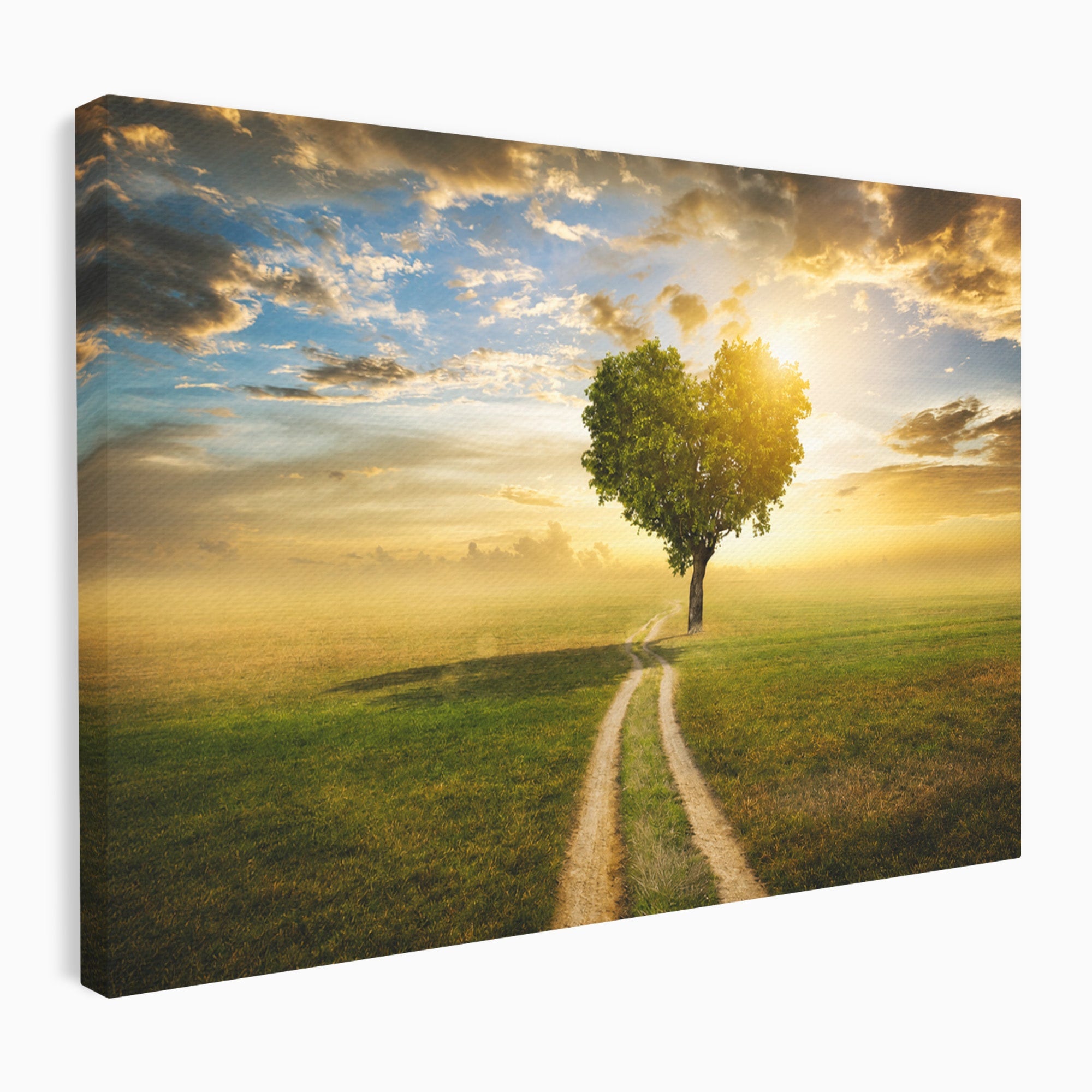 Tablou Canvas Premium LuxCanva® A1767, Drumul Spre Inima Naturii, Copac, Peisaj, Apus, Natura, Living, Culori Vibrante