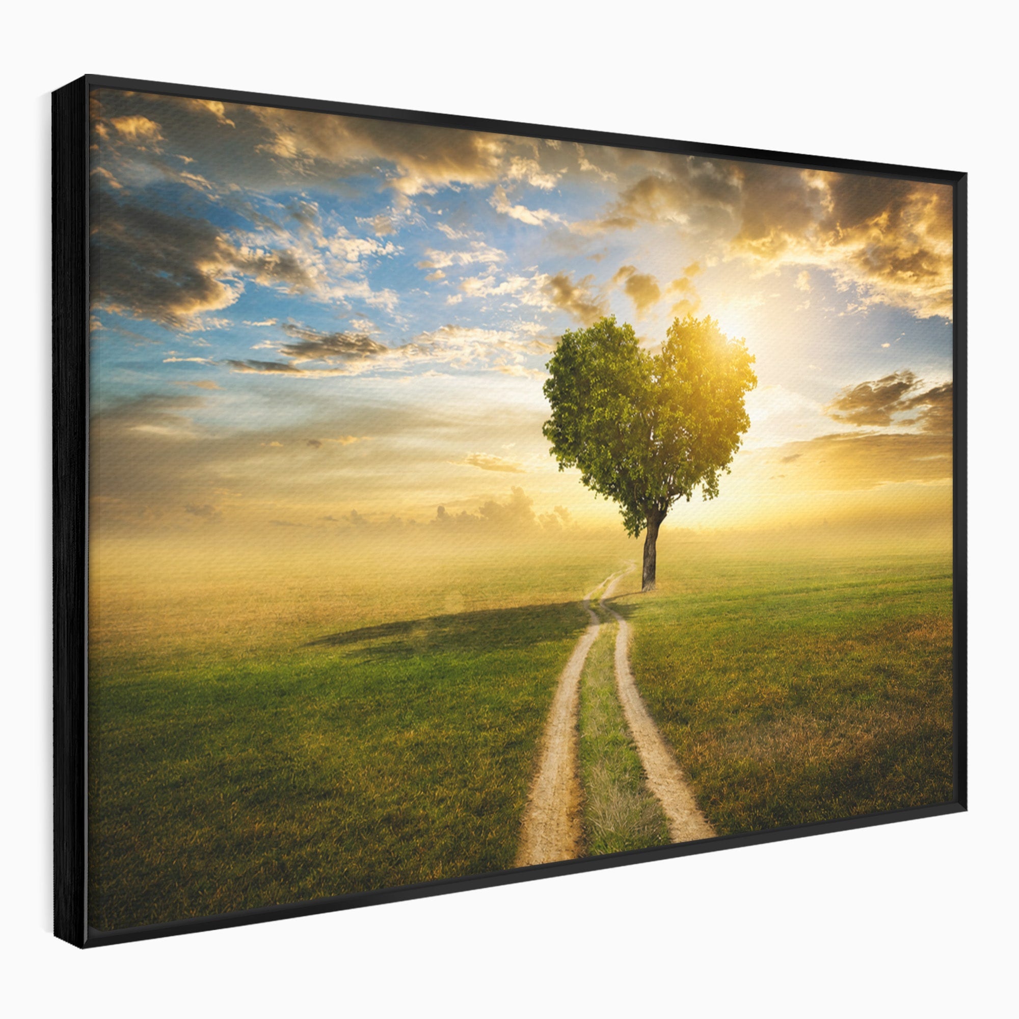 Tablou Canvas Premium LuxCanva® A1767, Drumul Spre Inima Naturii, Copac, Peisaj, Apus, Natura, Living, Culori Vibrante