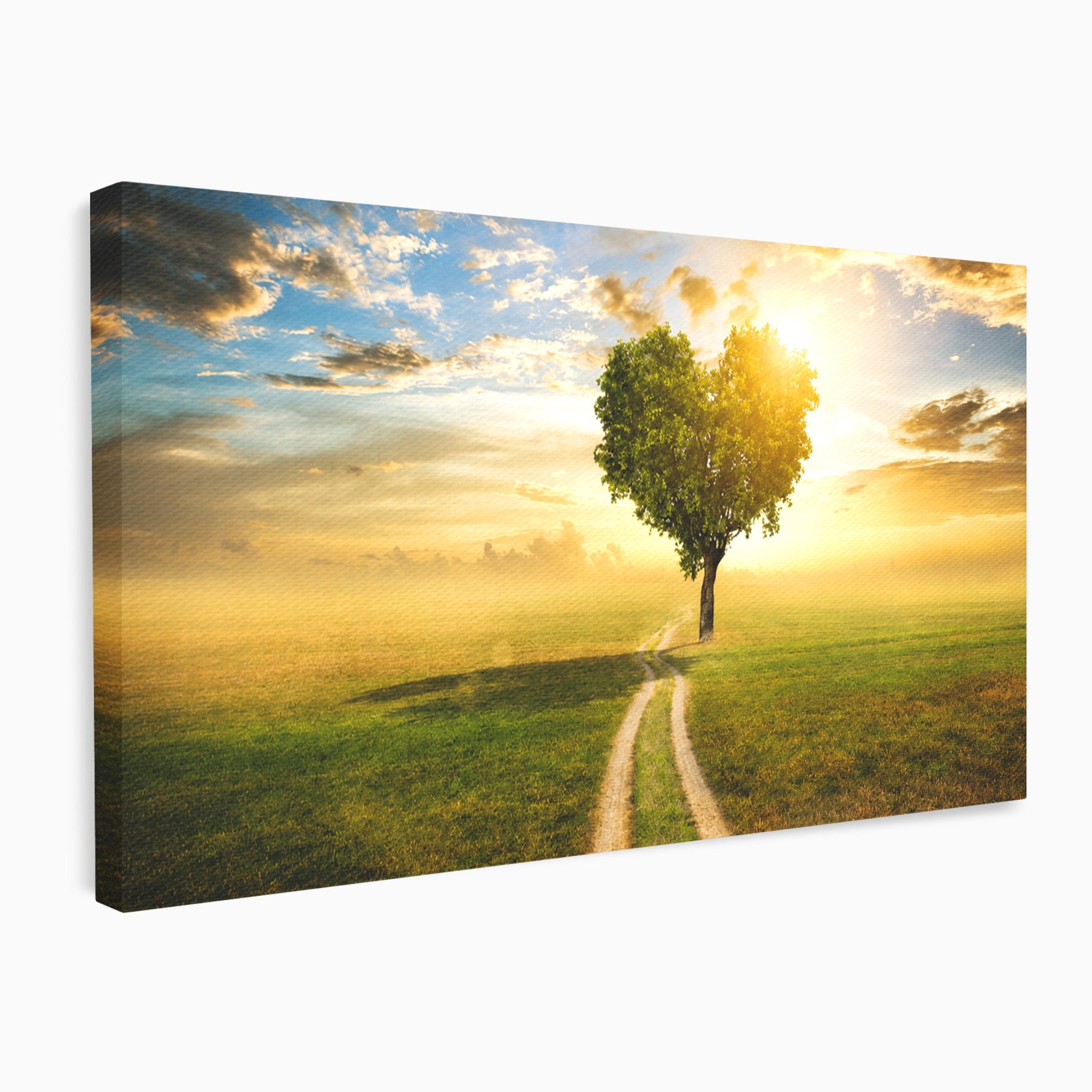 Tablou Canvas Premium LuxCanva® A1767, Drumul Spre Inima Naturii, Copac, Peisaj, Apus, Natura, Living, Culori Vibrante
