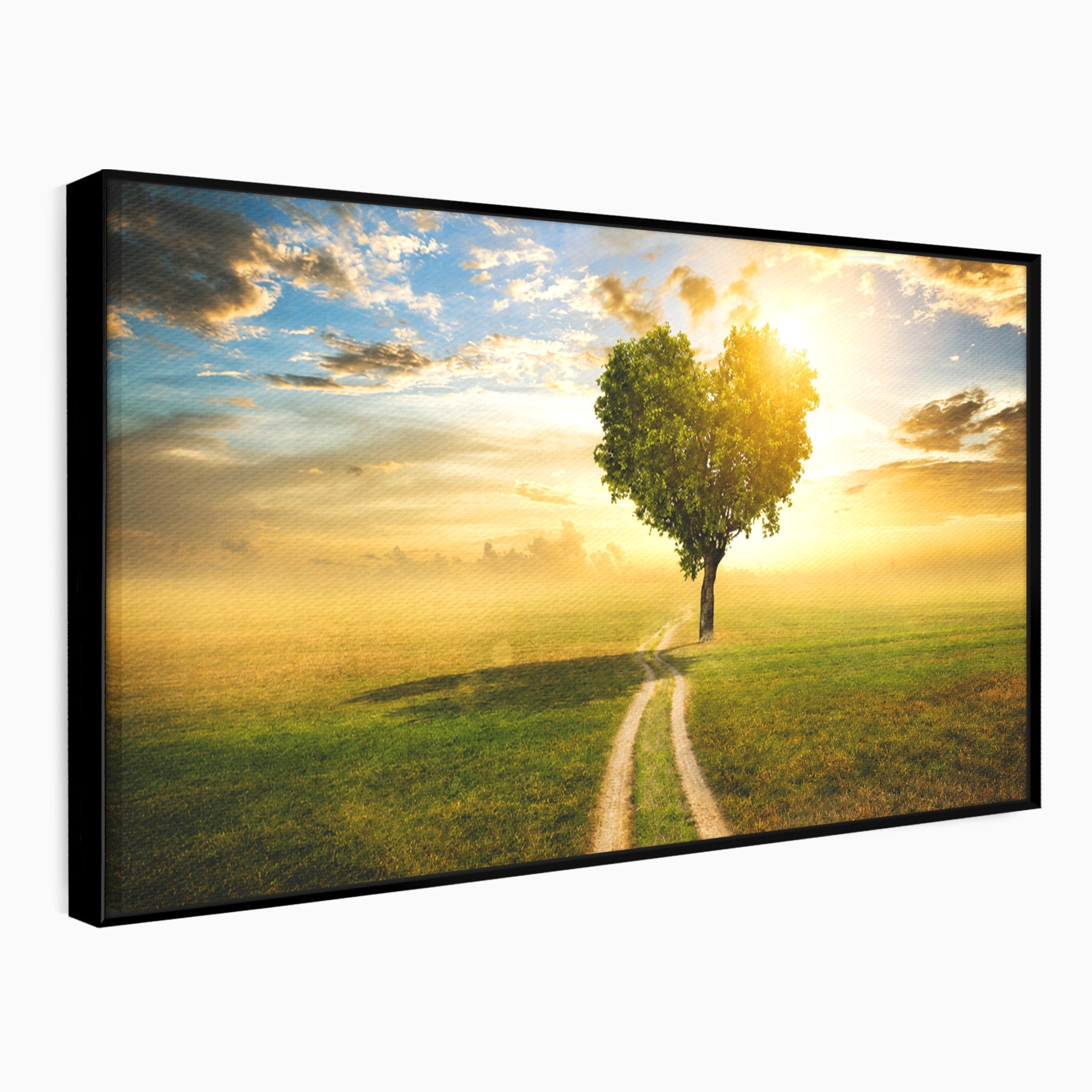 Tablou Canvas Premium LuxCanva® A1767, Drumul Spre Inima Naturii, Copac, Peisaj, Apus, Natura, Living, Culori Vibrante