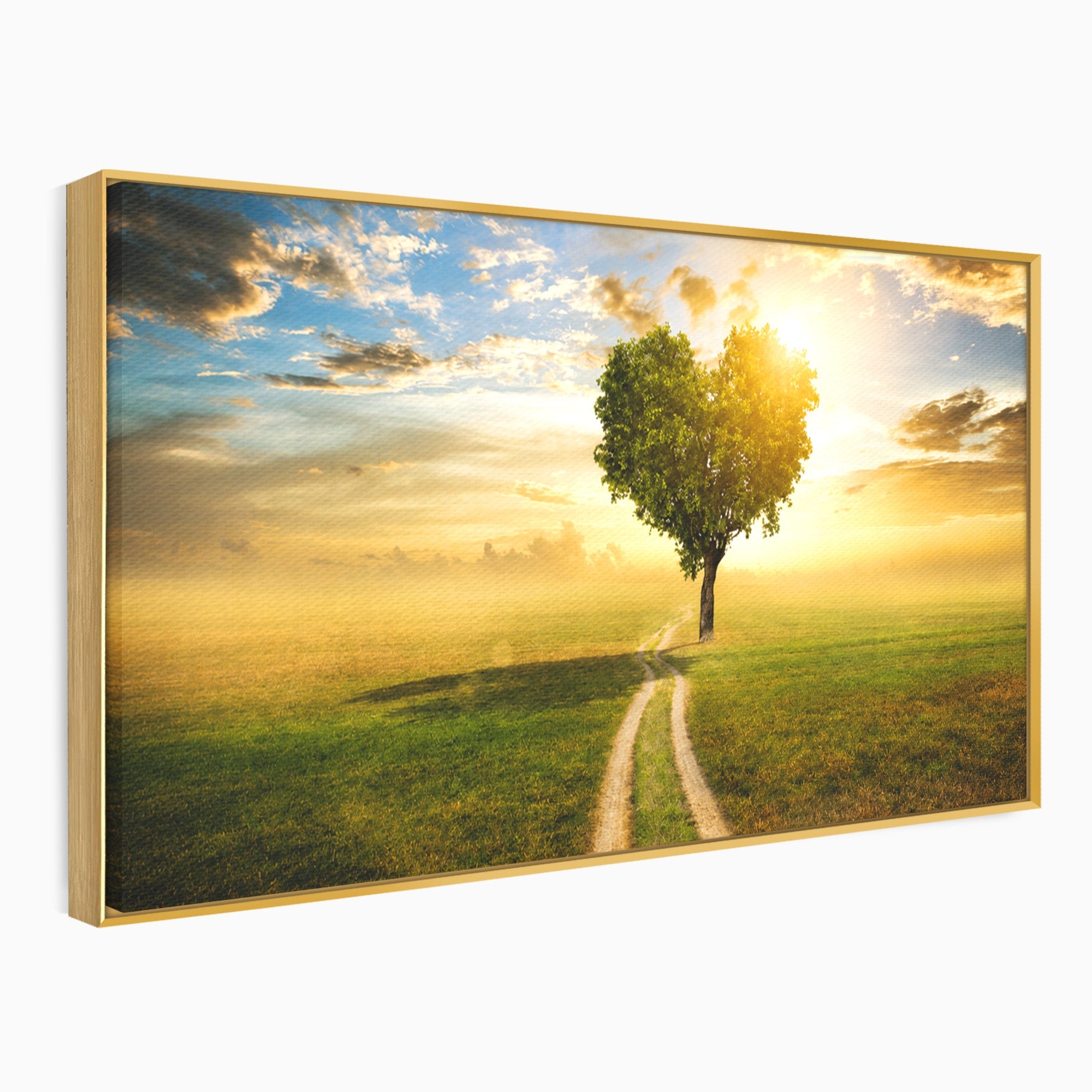 Tablou Canvas Premium LuxCanva® A1767, Drumul Spre Inima Naturii, Copac, Peisaj, Apus, Natura, Living, Culori Vibrante