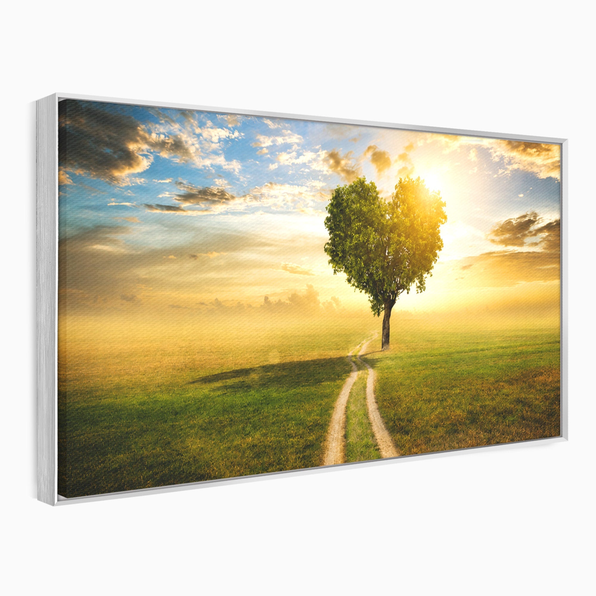 Tablou Canvas Premium LuxCanva® A1767, Drumul Spre Inima Naturii, Copac, Peisaj, Apus, Natura, Living, Culori Vibrante