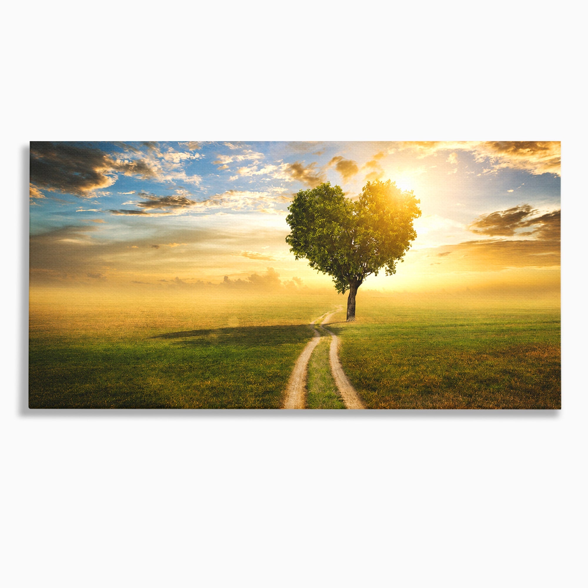 Tablou Canvas Premium LuxCanva® A1767, Drumul Spre Inima Naturii, Copac, Peisaj, Apus, Natura, Living, Culori Vibrante