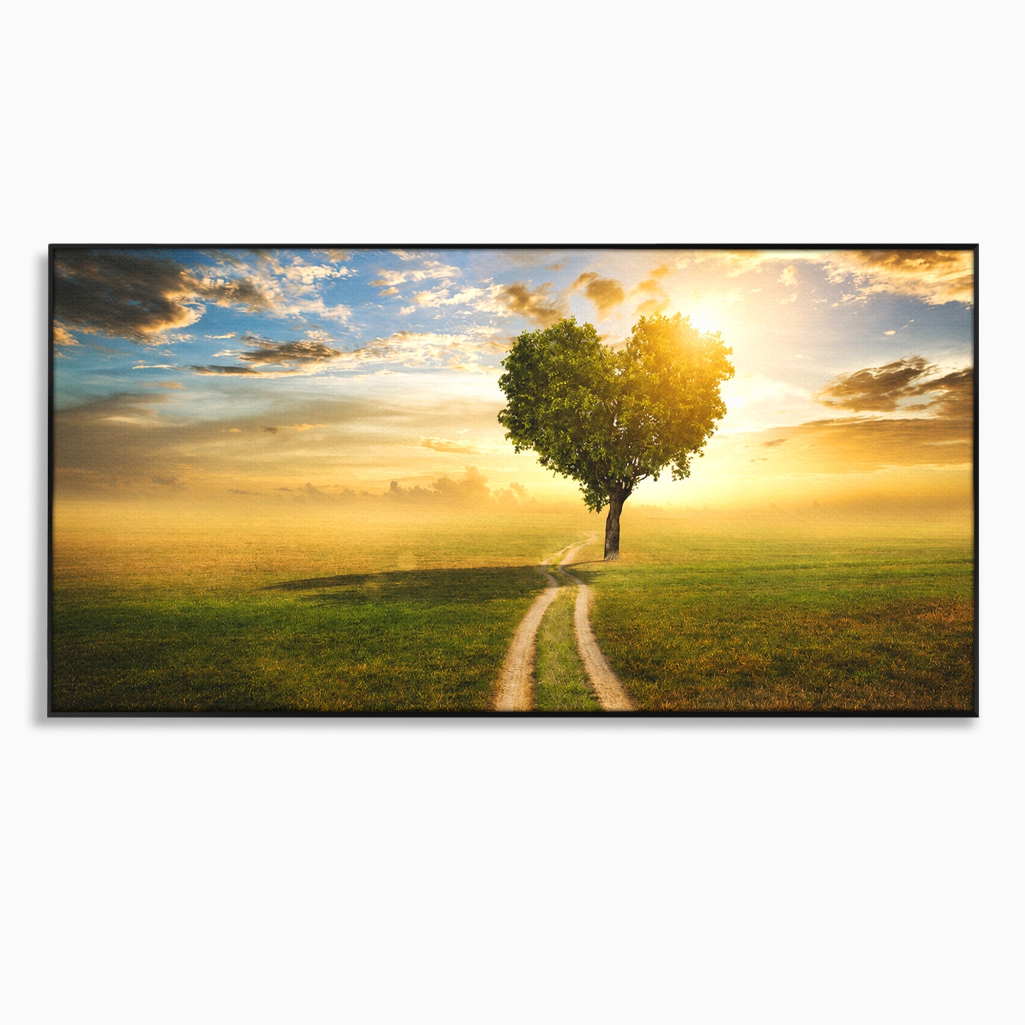 Tablou Canvas Premium LuxCanva® A1767, Drumul Spre Inima Naturii, Copac, Peisaj, Apus, Natura, Living, Culori Vibrante