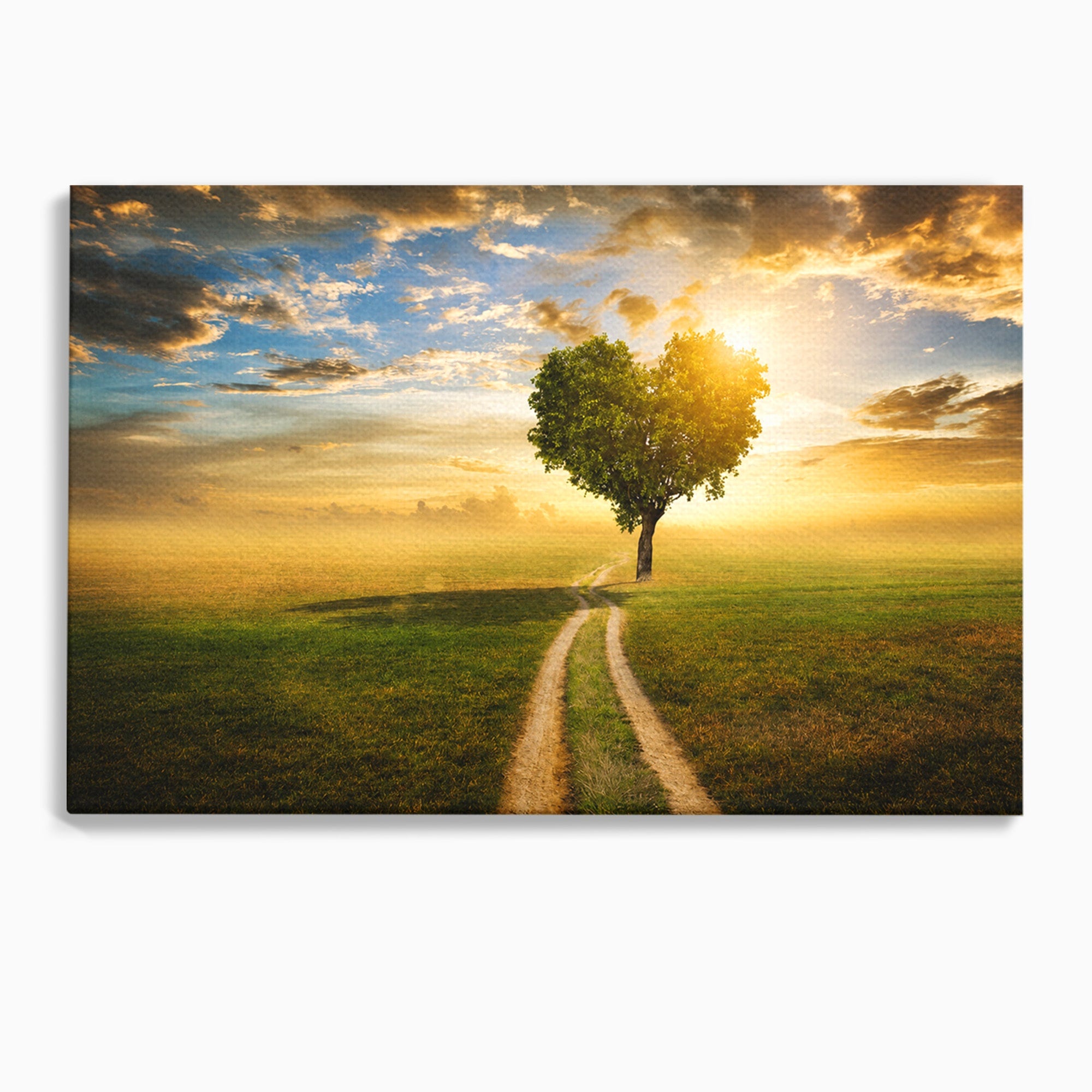 Tablou Canvas Premium LuxCanva® A1767, Drumul Spre Inima Naturii, Copac, Peisaj, Apus, Natura, Living, Culori Vibrante
