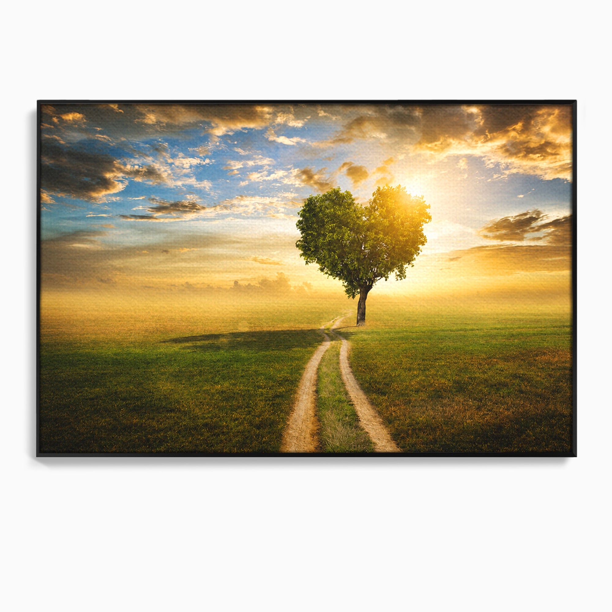 Tablou Canvas Premium LuxCanva® A1767, Drumul Spre Inima Naturii, Copac, Peisaj, Apus, Natura, Living, Culori Vibrante