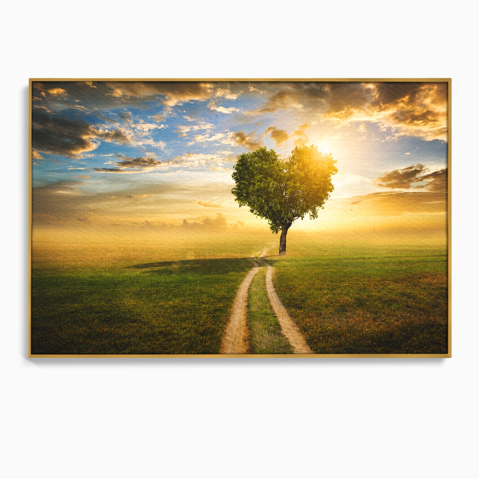 Tablou Canvas Premium LuxCanva® A1767, Drumul Spre Inima Naturii, Copac, Peisaj, Apus, Natura, Living, Culori Vibrante