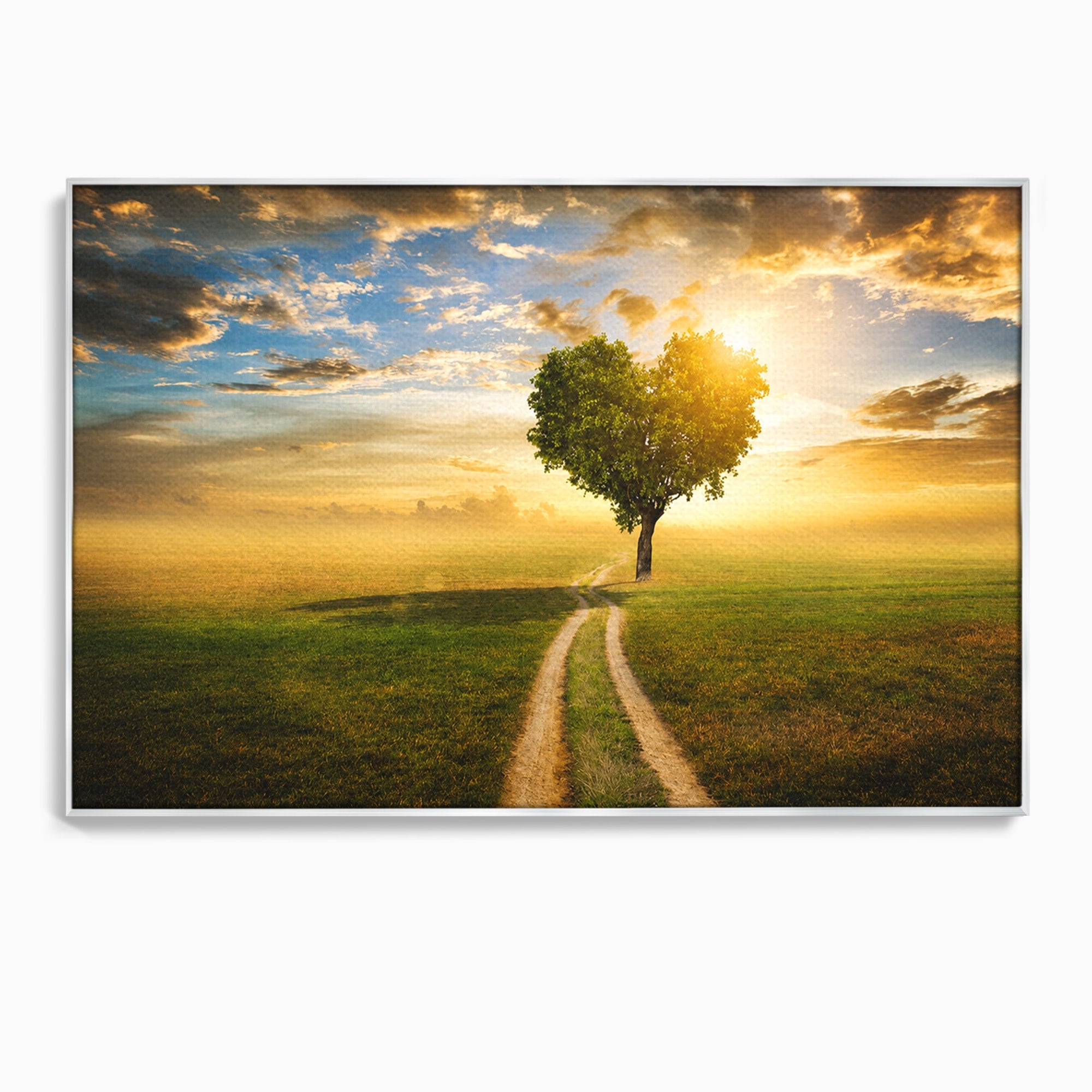 Tablou Canvas Premium LuxCanva® A1767, Drumul Spre Inima Naturii, Copac, Peisaj, Apus, Natura, Living, Culori Vibrante