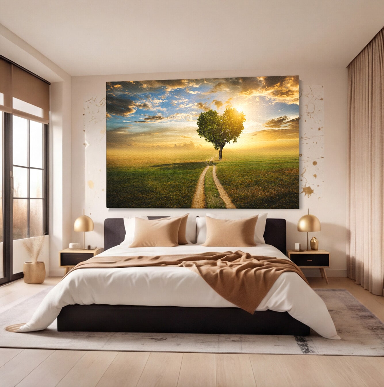 Tablou Canvas Premium LuxCanva® A1767, Drumul Spre Inima Naturii, Copac, Peisaj, Apus, Natura, Living, Culori Vibrante