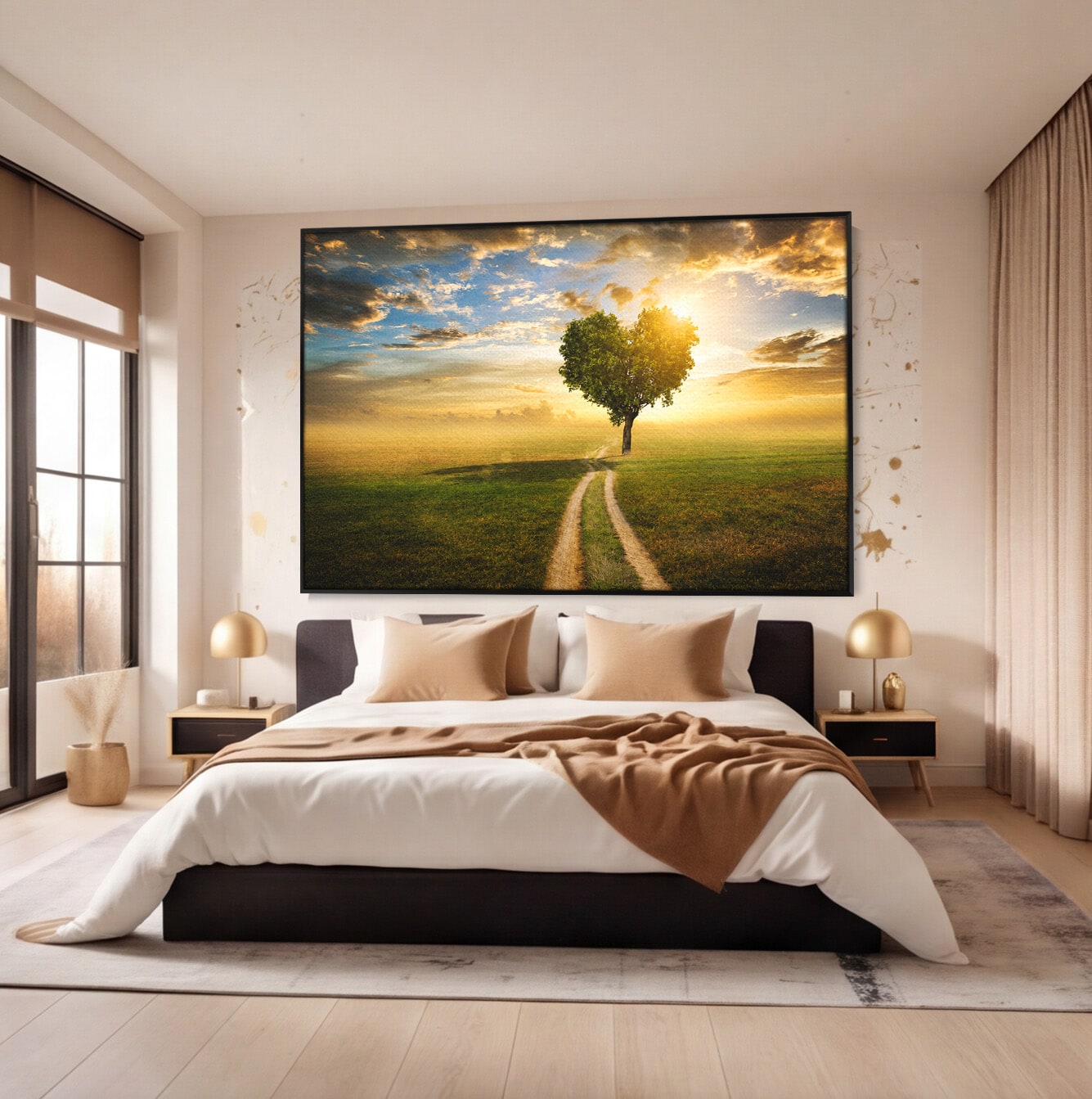 Tablou Canvas Premium LuxCanva® A1767, Drumul Spre Inima Naturii, Copac, Peisaj, Apus, Natura, Living, Culori Vibrante