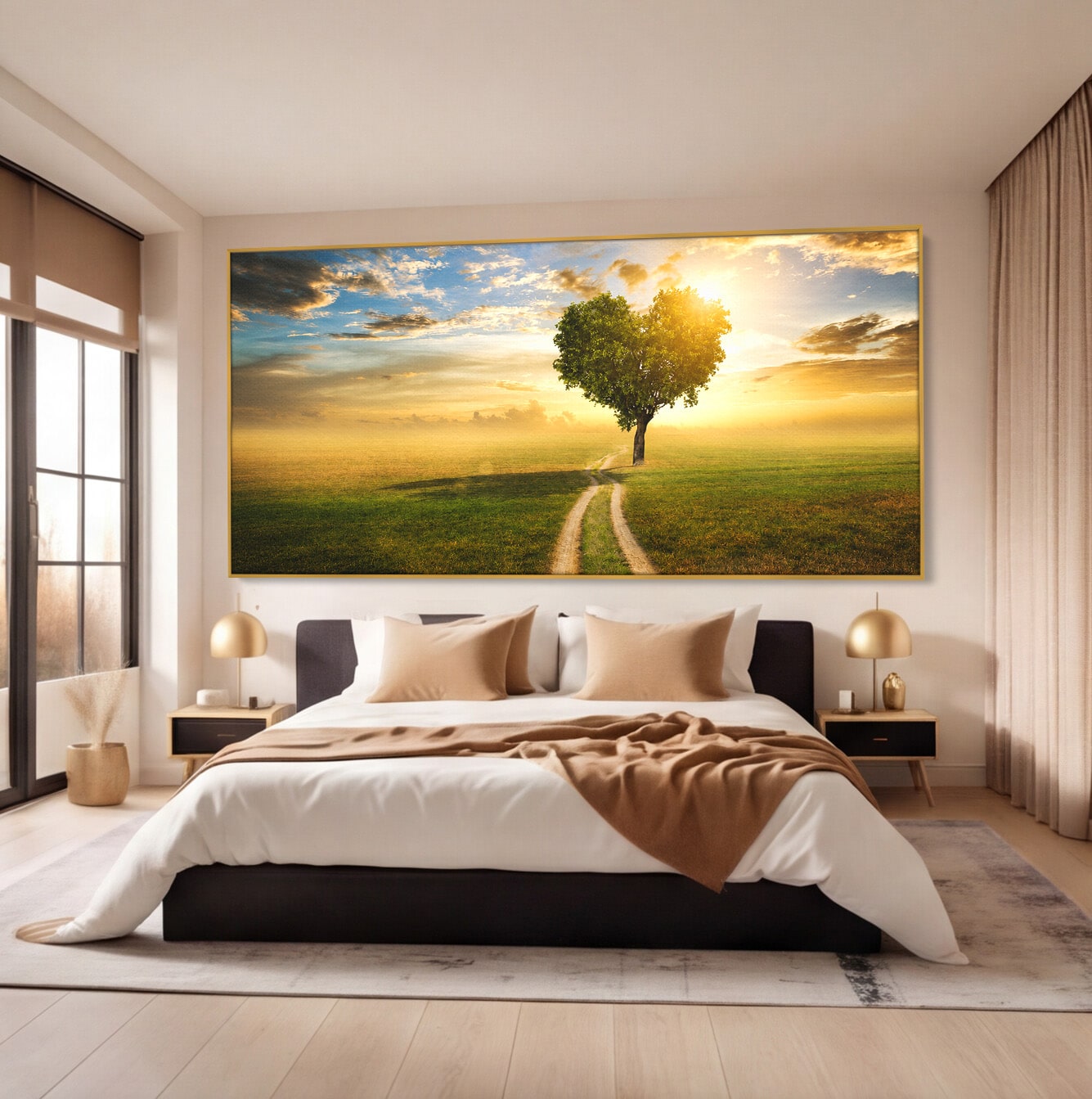 Tablou Canvas Premium LuxCanva® A1767, Drumul Spre Inima Naturii, Copac, Peisaj, Apus, Natura, Living, Culori Vibrante