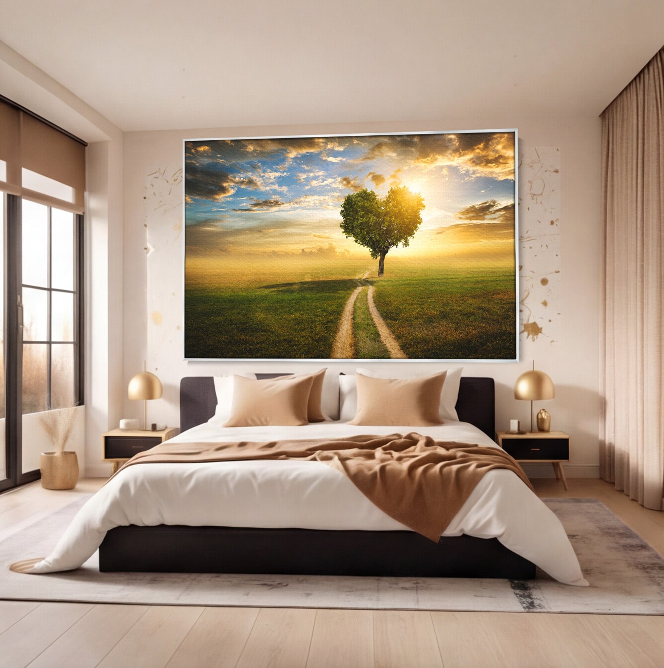 Tablou Canvas Premium LuxCanva® A1767, Drumul Spre Inima Naturii, Copac, Peisaj, Apus, Natura, Living, Culori Vibrante