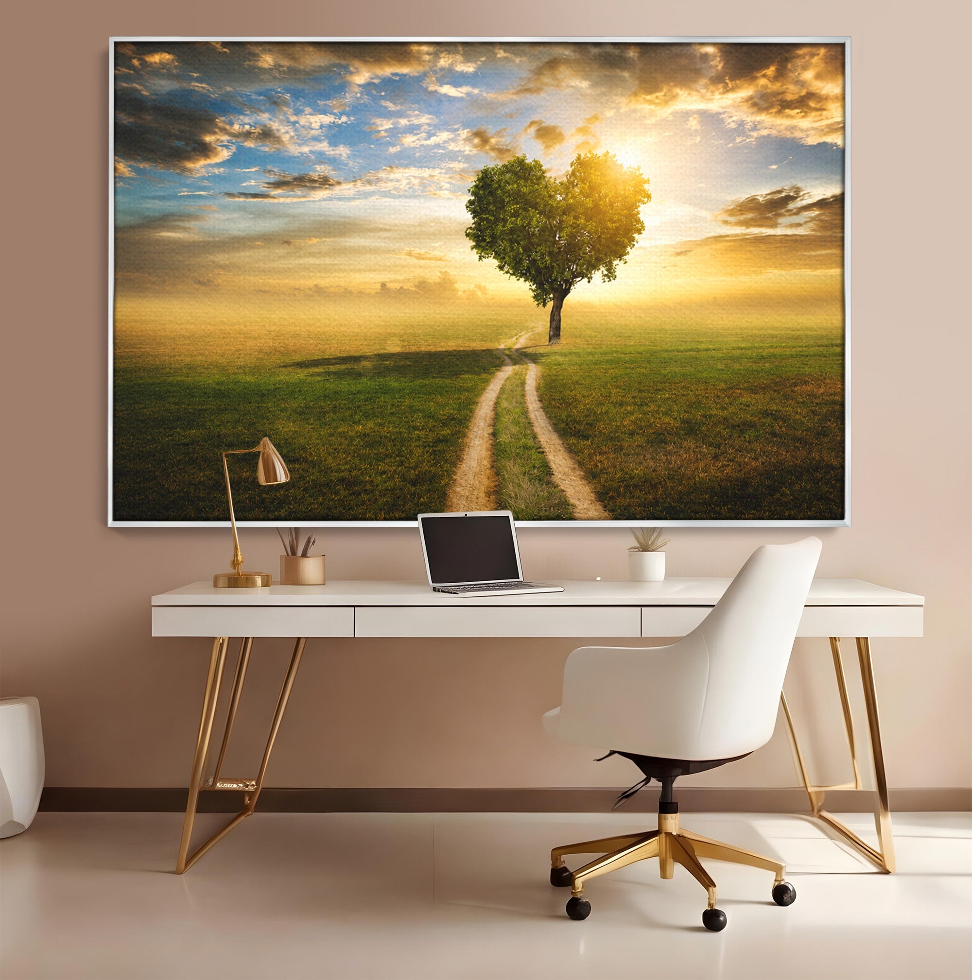 Tablou Canvas Premium LuxCanva® A1767, Drumul Spre Inima Naturii, Copac, Peisaj, Apus, Natura, Living, Culori Vibrante