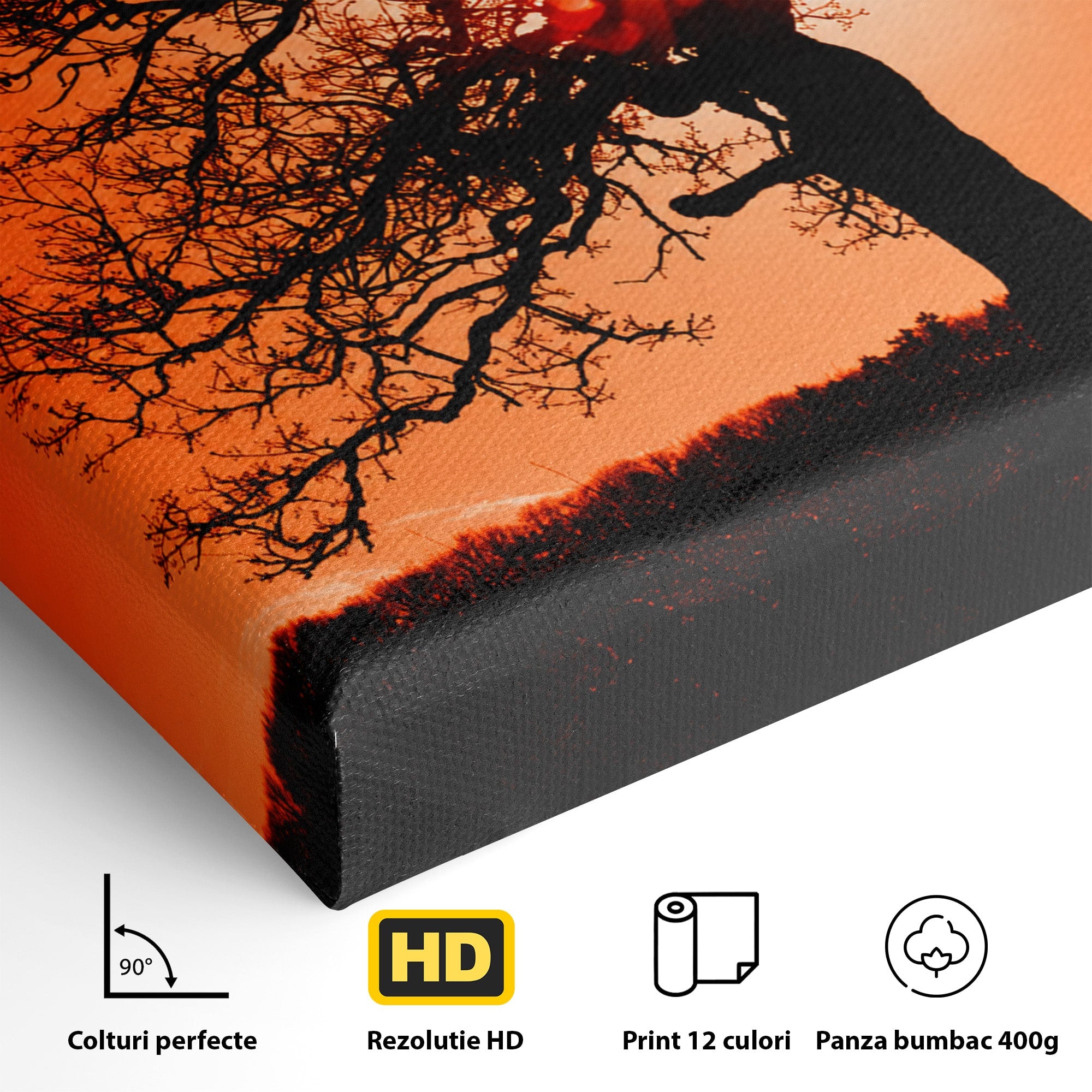 Tablou Canvas Premium LuxCanva® A1768, Silueta Arbore La Apus, Arbore, Apus, Silueta, Natura, Living, Culori Vibrante