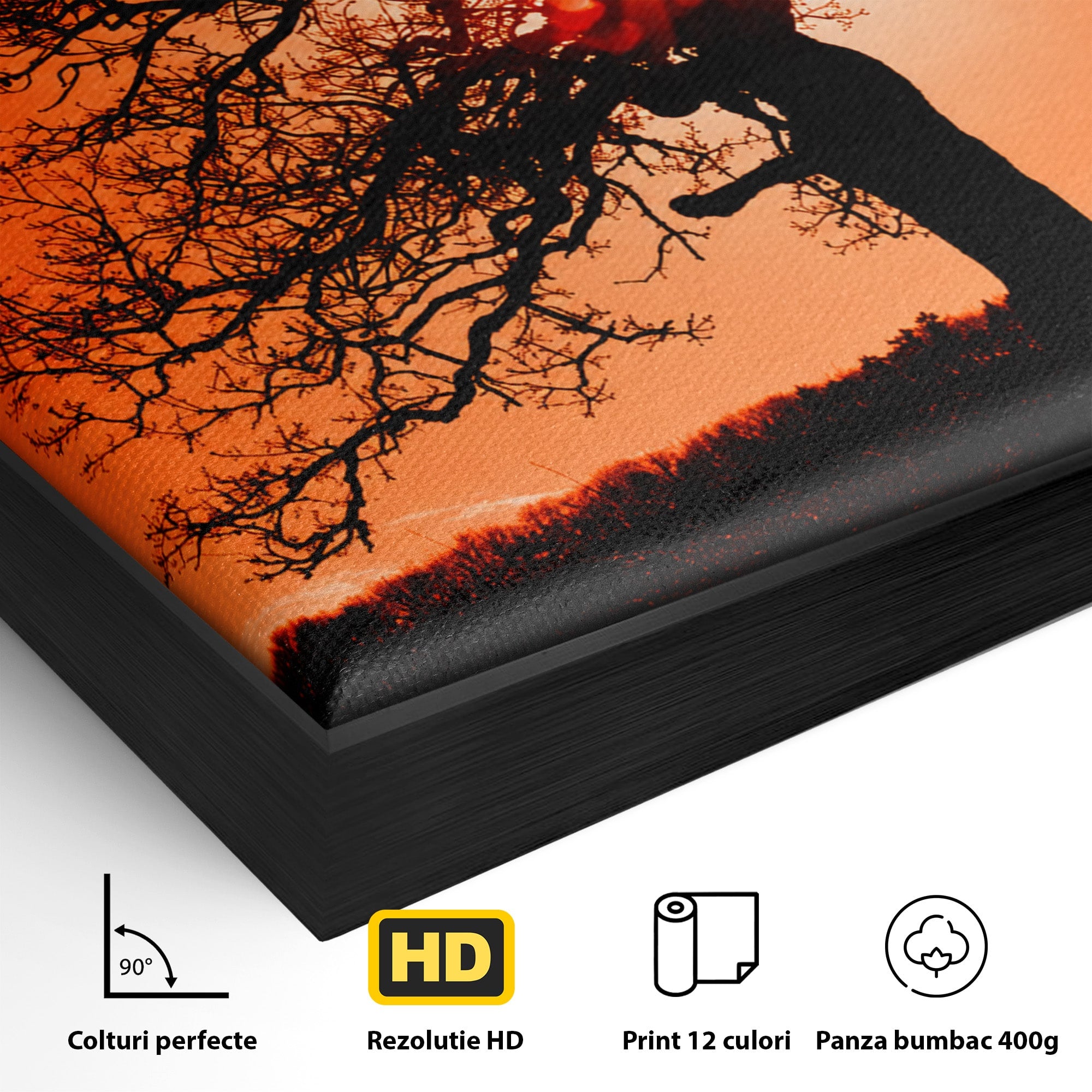 Tablou Canvas Premium LuxCanva® A1768, Silueta Arbore La Apus, Arbore, Apus, Silueta, Natura, Living, Culori Vibrante