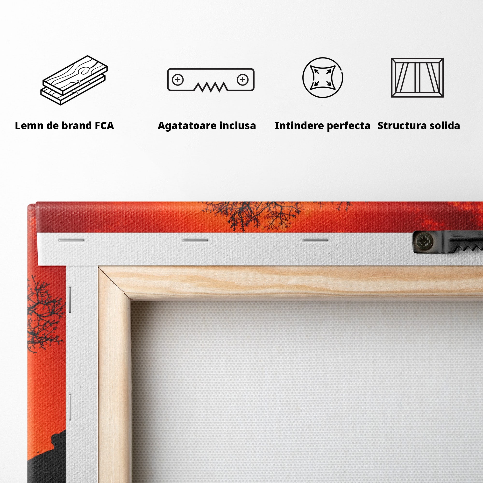 Tablou Canvas Premium LuxCanva® A1768, Silueta Arbore La Apus, Arbore, Apus, Silueta, Natura, Living, Culori Vibrante