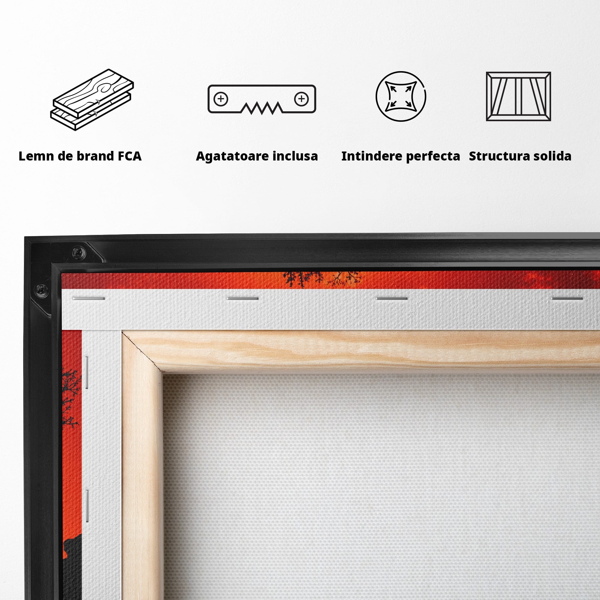 Tablou Canvas Premium LuxCanva® A1768, Silueta Arbore La Apus, Arbore, Apus, Silueta, Natura, Living, Culori Vibrante