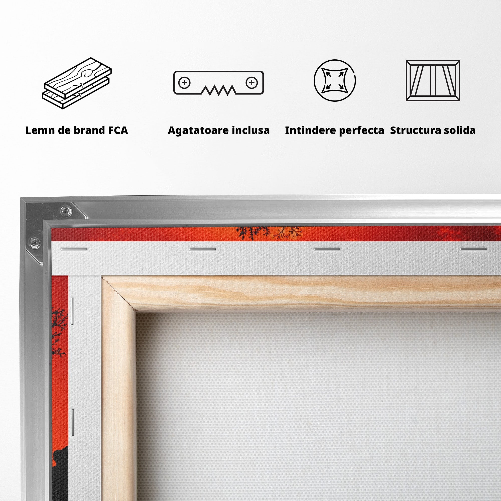Tablou Canvas Premium LuxCanva® A1768, Silueta Arbore La Apus, Arbore, Apus, Silueta, Natura, Living, Culori Vibrante