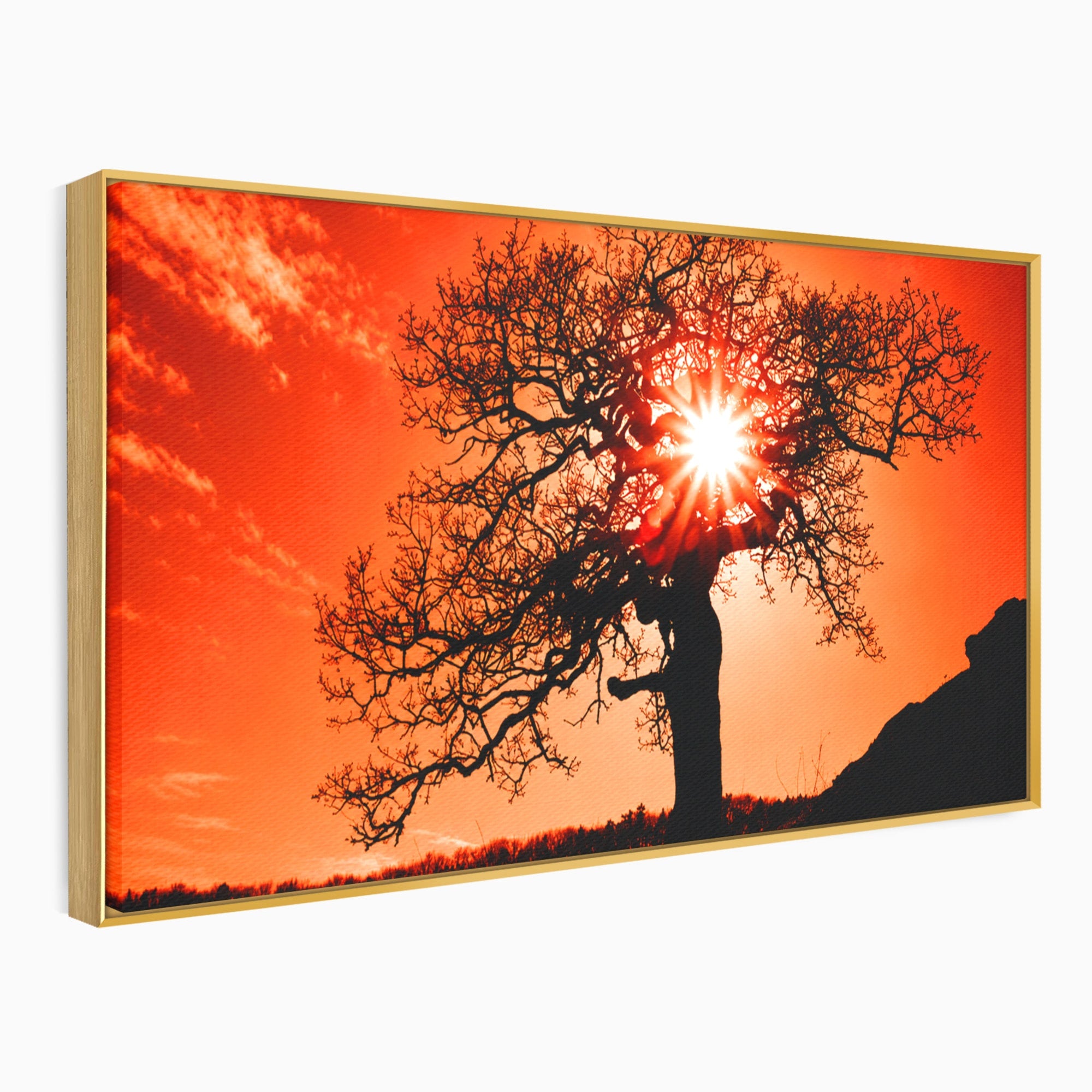 Tablou Canvas Premium LuxCanva® A1768, Silueta Arbore La Apus, Arbore, Apus, Silueta, Natura, Living, Culori Vibrante
