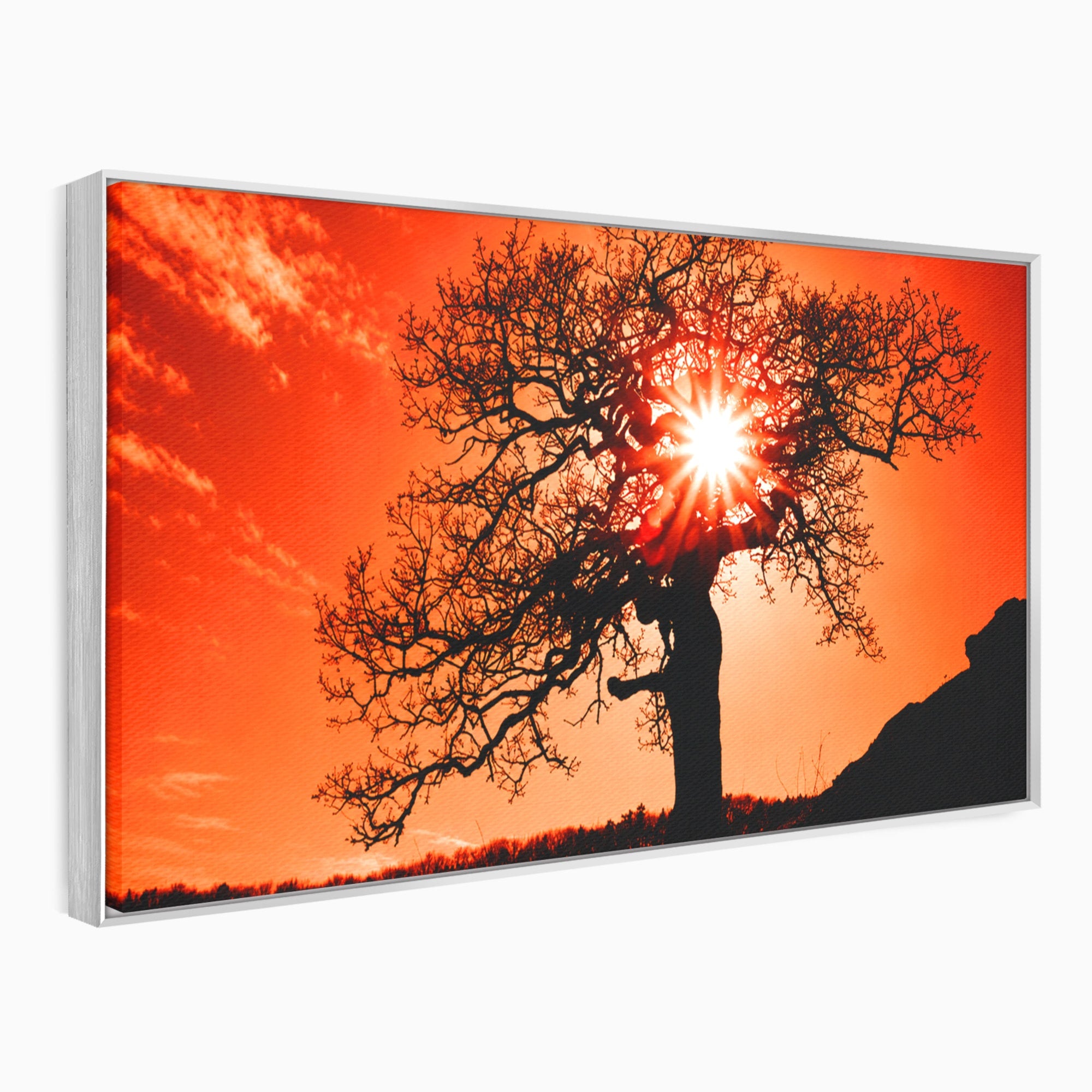 Tablou Canvas Premium LuxCanva® A1768, Silueta Arbore La Apus, Arbore, Apus, Silueta, Natura, Living, Culori Vibrante