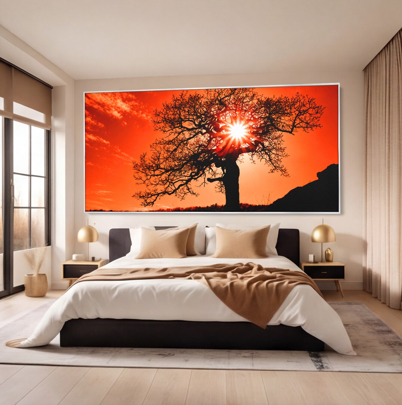 Tablou Canvas Premium LuxCanva® A1768, Silueta Arbore La Apus, Arbore, Apus, Silueta, Natura, Living, Culori Vibrante