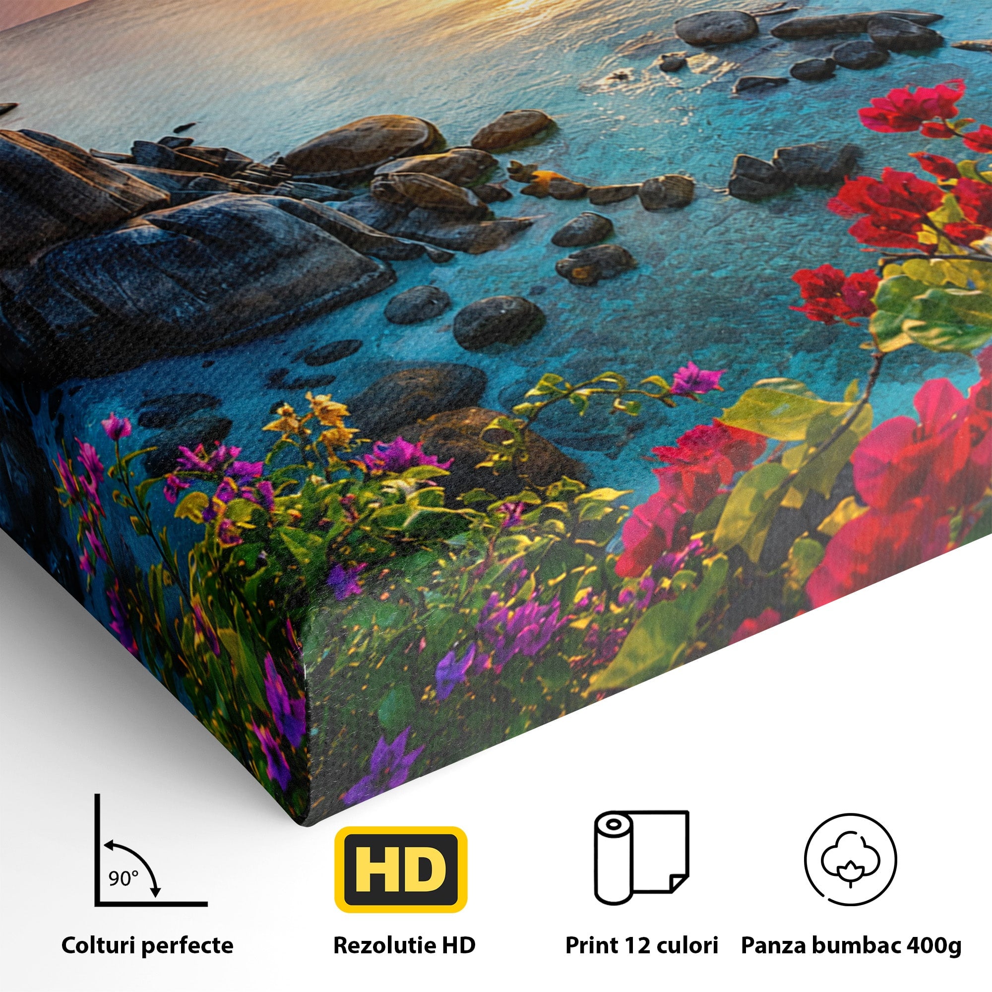 Tablou Canvas Premium LuxCanva® A1769, Apus Tropical, Apus, Plaja, Mare, Natura, Relaxare, Living, Culori Vibrante