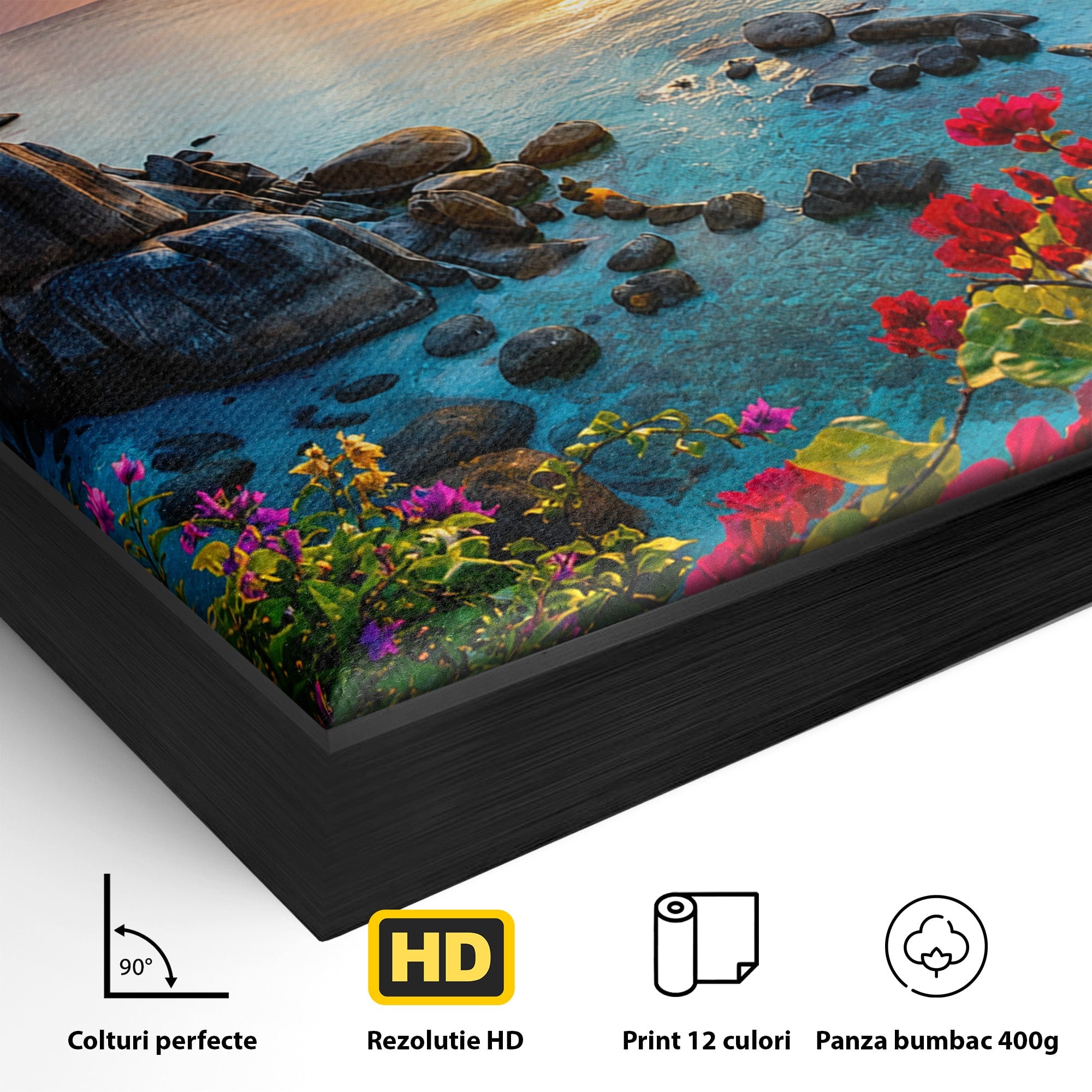 Tablou Canvas Premium LuxCanva® A1769, Apus Tropical, Apus, Plaja, Mare, Natura, Relaxare, Living, Culori Vibrante