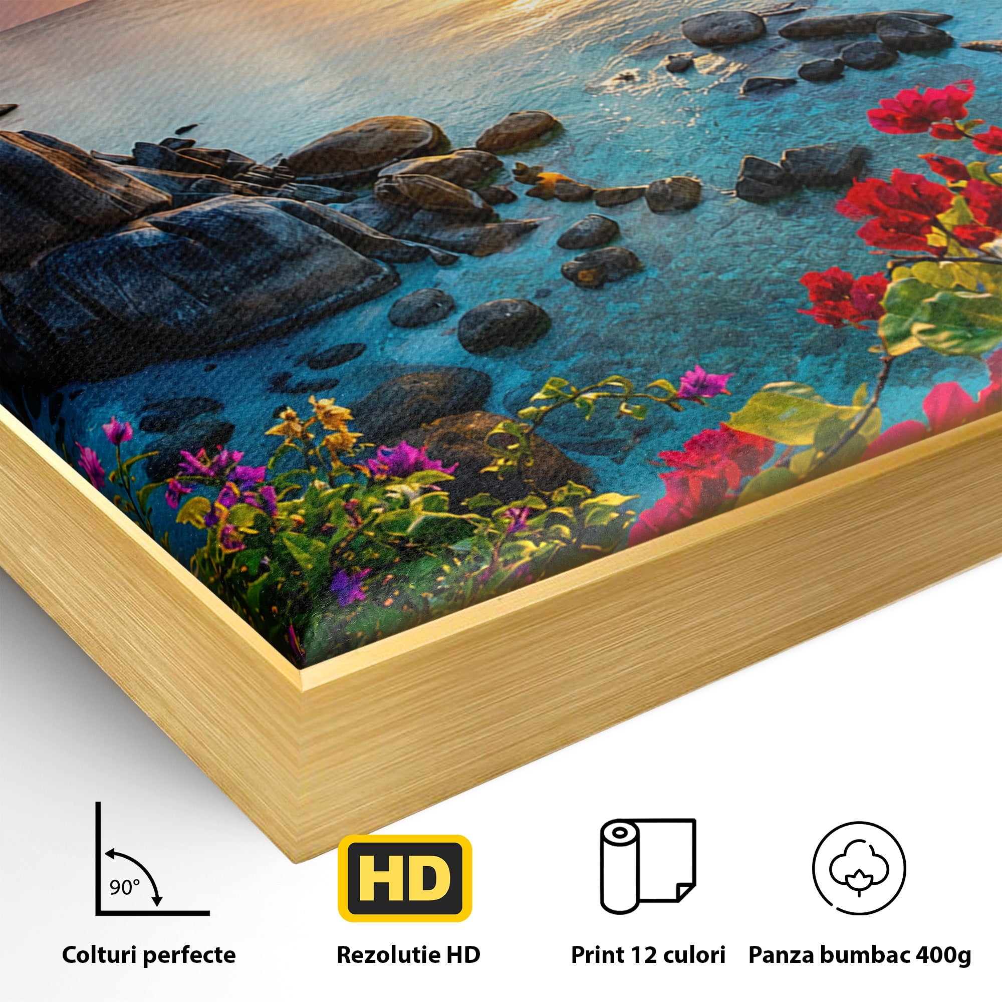 Tablou Canvas Premium LuxCanva® A1769, Apus Tropical, Apus, Plaja, Mare, Natura, Relaxare, Living, Culori Vibrante