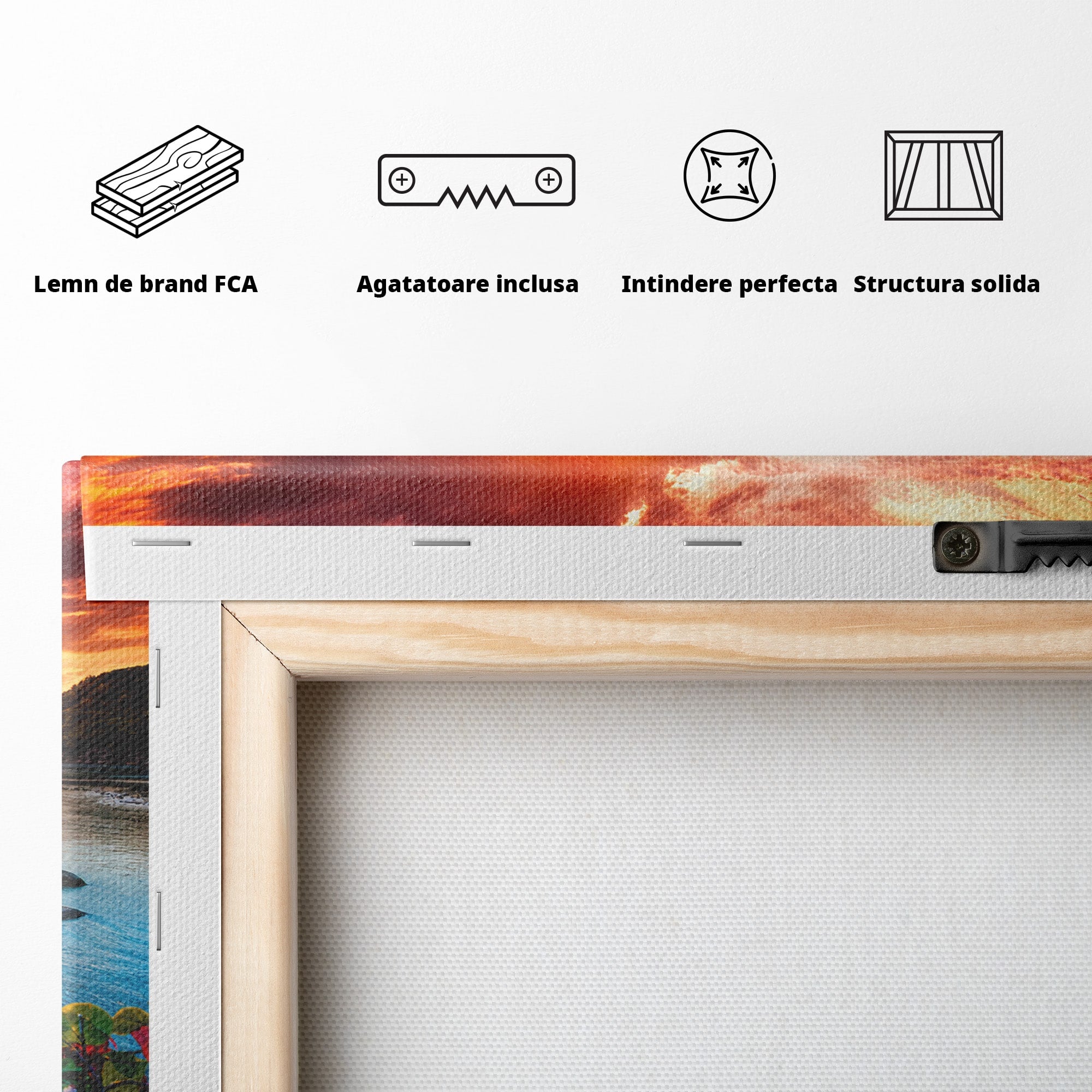 Tablou Canvas Premium LuxCanva® A1769, Apus Tropical, Apus, Plaja, Mare, Natura, Relaxare, Living, Culori Vibrante