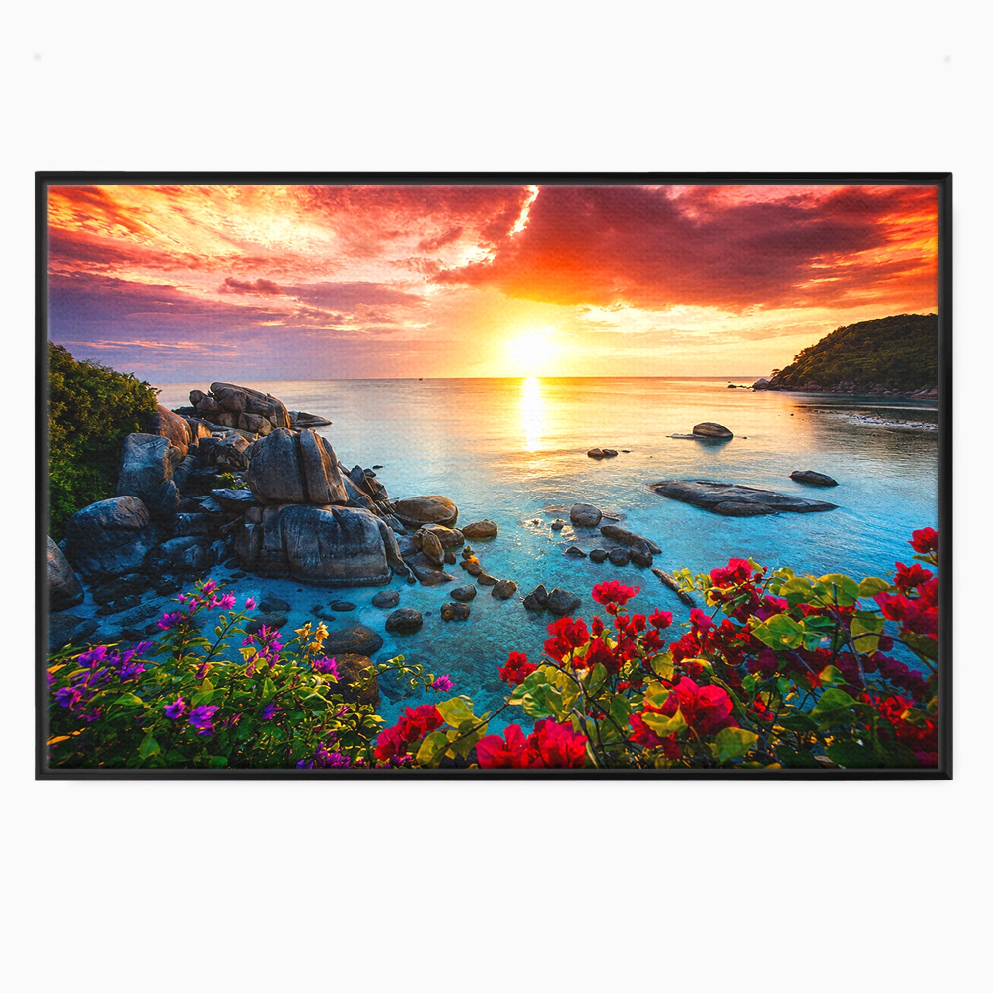 Tablou Canvas Premium LuxCanva® A1769, Apus Tropical, Apus, Plaja, Mare, Natura, Relaxare, Living, Culori Vibrante