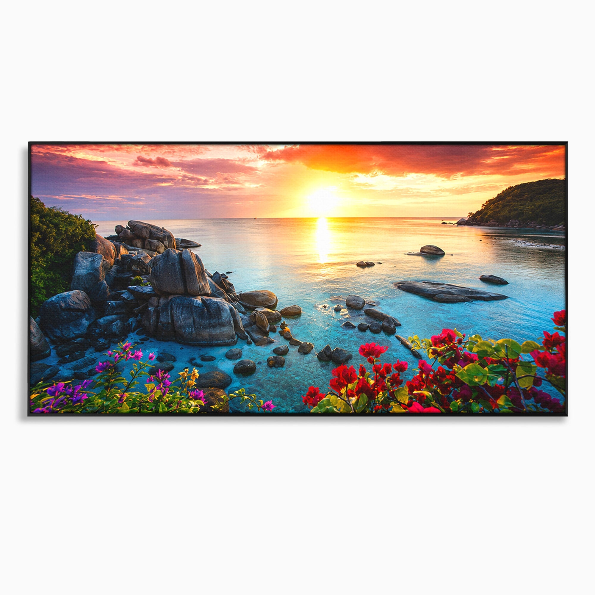 Tablou Canvas Premium LuxCanva® A1769, Apus Tropical, Apus, Plaja, Mare, Natura, Relaxare, Living, Culori Vibrante