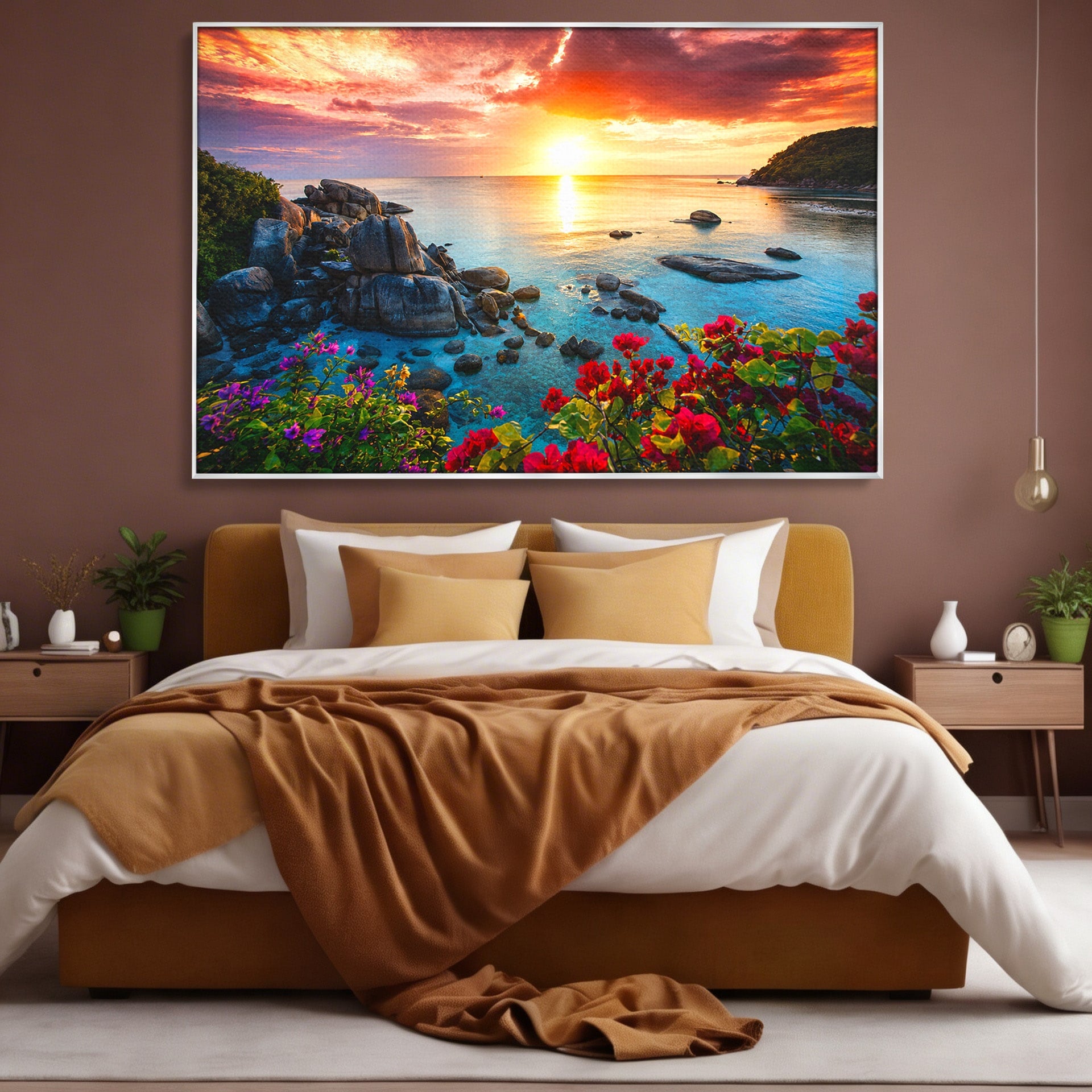 Tablou Canvas Premium LuxCanva® A1769, Apus Tropical, Apus, Plaja, Mare, Natura, Relaxare, Living, Culori Vibrante