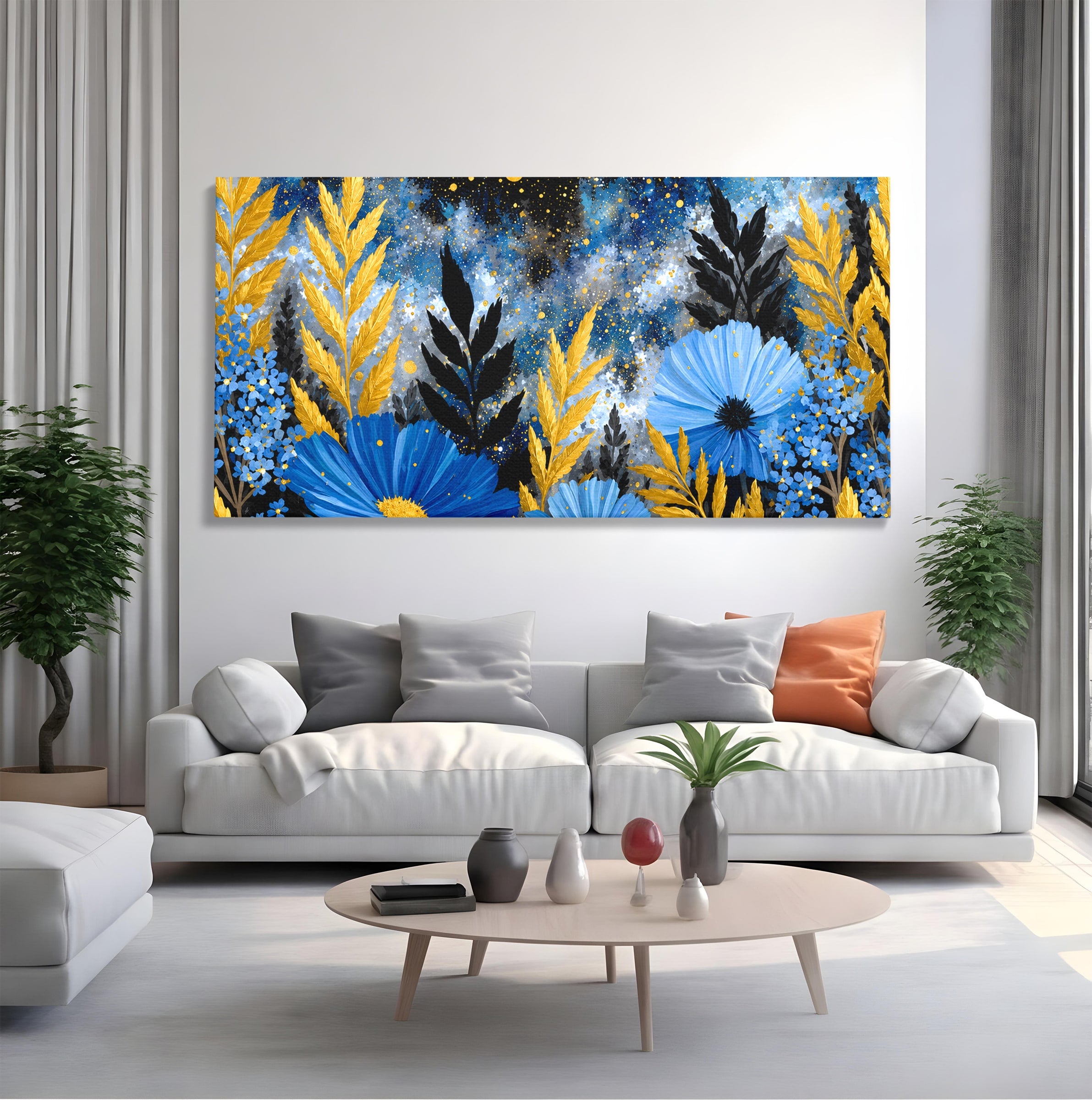 Tablou Canvas Premium LuxCanva® A1770, Flori Nocturne, Flori, Noapte, Natura, Living, Dormitor, Culori Vibrante