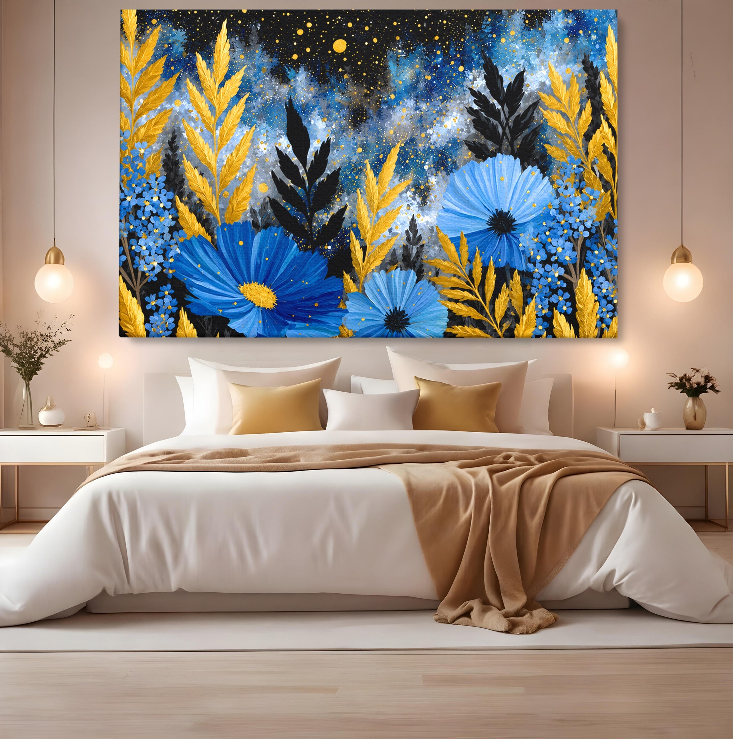 Tablou Canvas Premium LuxCanva® A1770, Flori Nocturne, Flori, Noapte, Natura, Living, Dormitor, Culori Vibrante