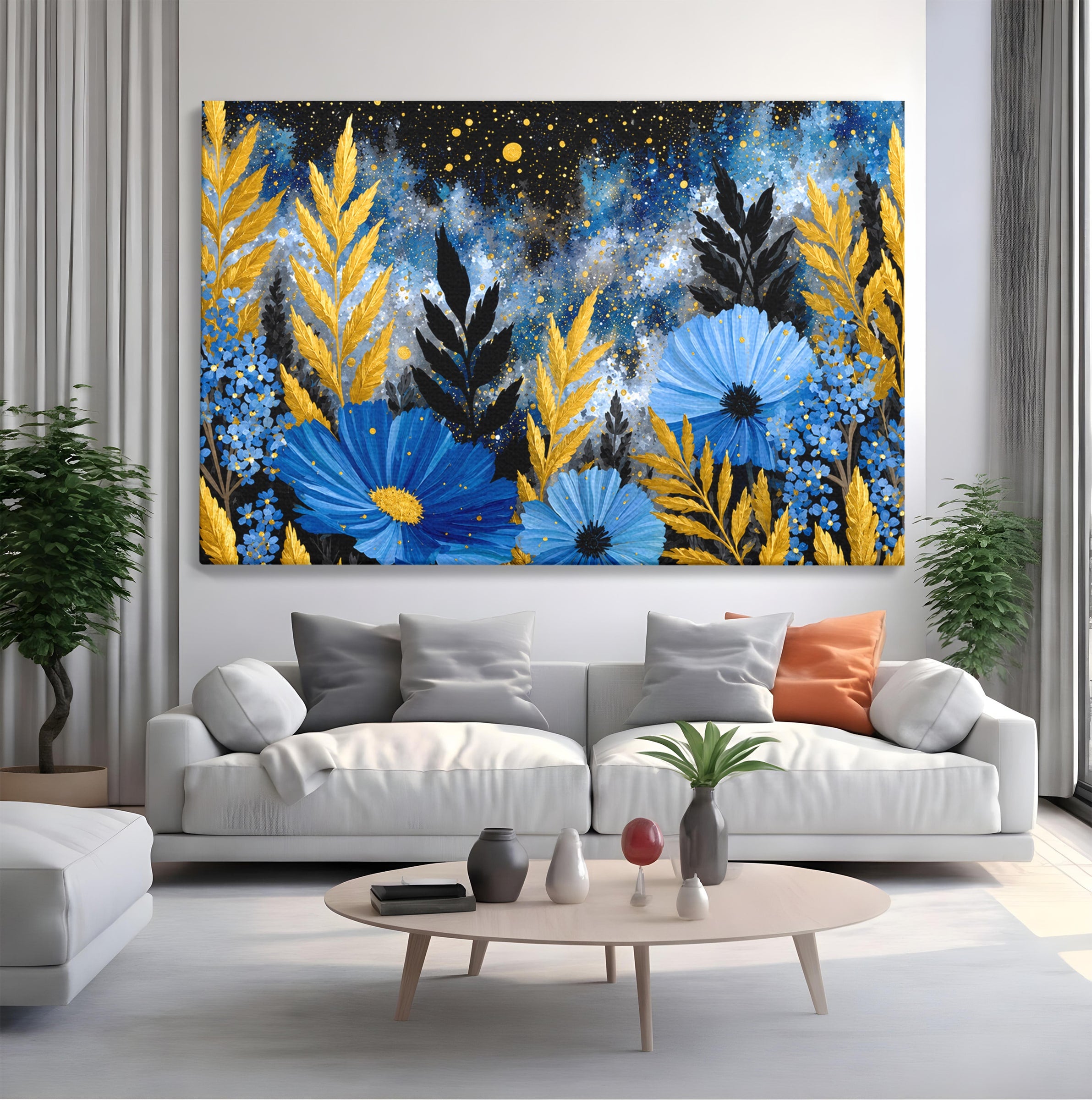 Tablou Canvas Premium LuxCanva® A1770, Flori Nocturne, Flori, Noapte, Natura, Living, Dormitor, Culori Vibrante