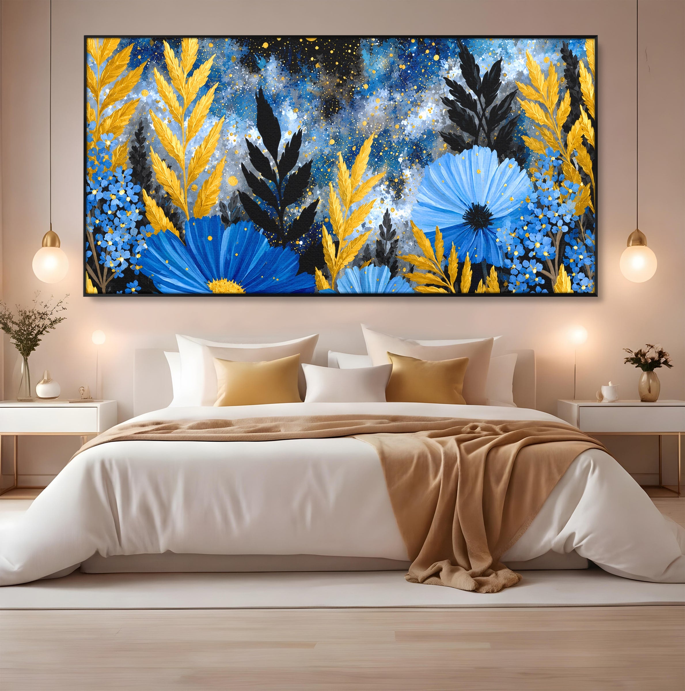 Tablou Canvas Premium LuxCanva® A1770, Flori Nocturne, Flori, Noapte, Natura, Living, Dormitor, Culori Vibrante