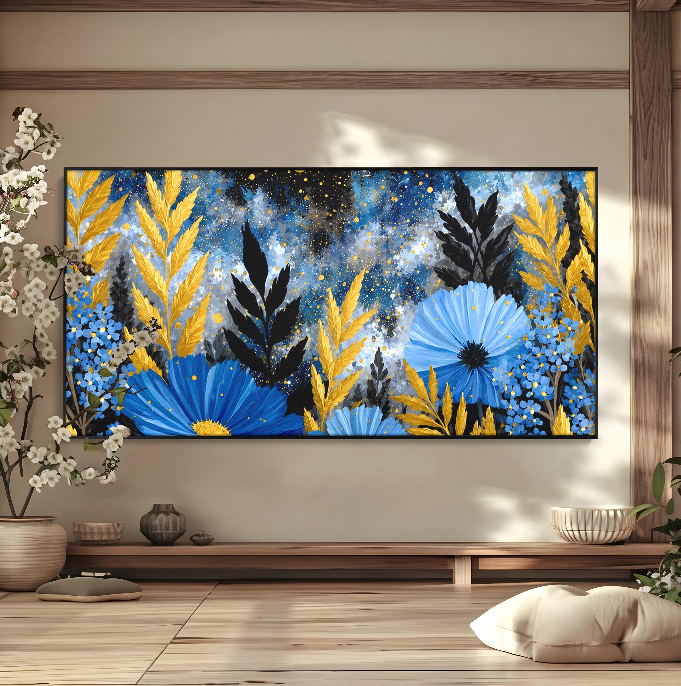 Tablou Canvas Premium LuxCanva® A1770, Flori Nocturne, Flori, Noapte, Natura, Living, Dormitor, Culori Vibrante